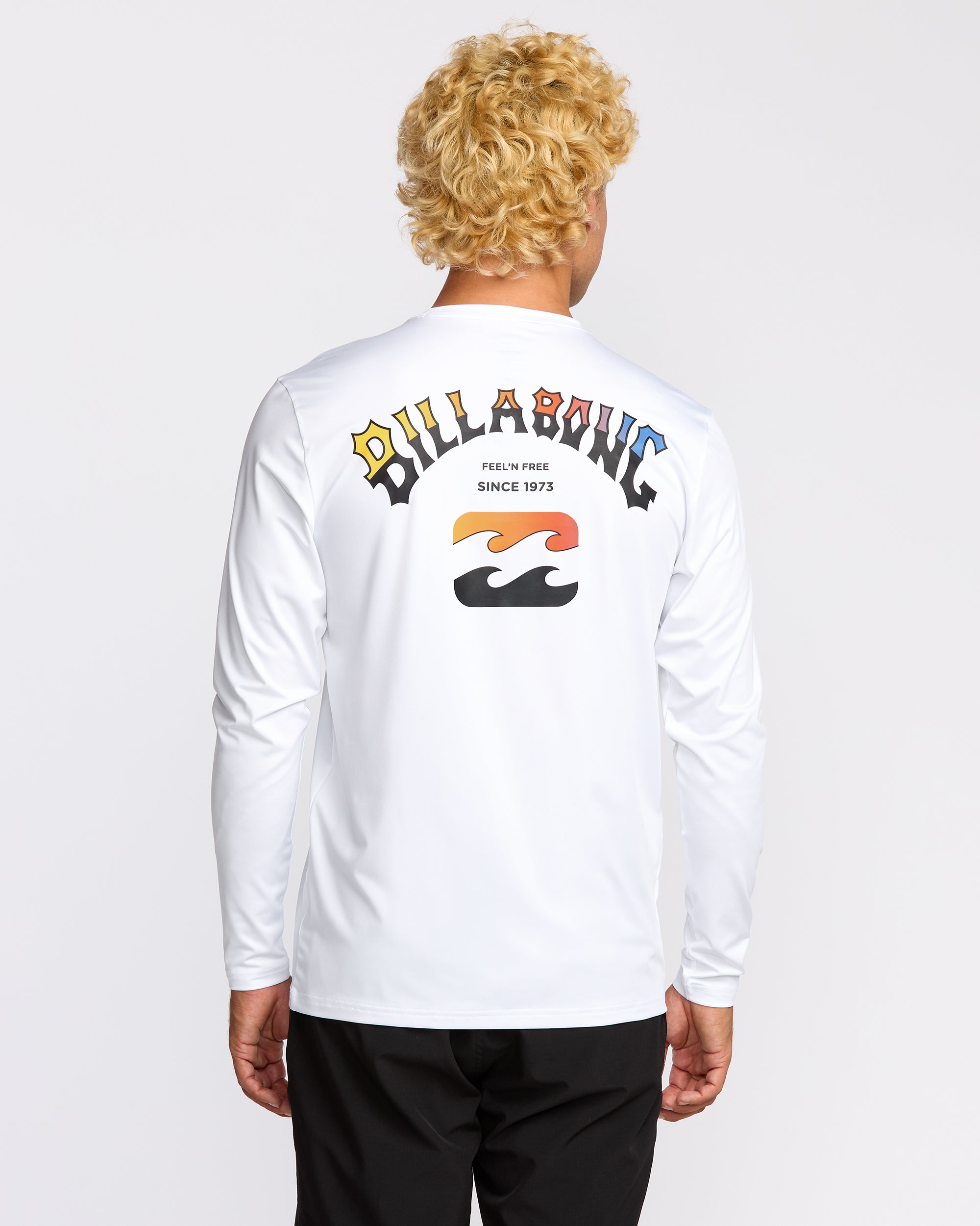 Arch Fade Loose Fit Long Sleeve Surf T-Shirt - White - Image 2