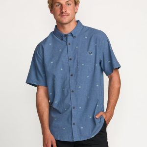 All Day Jacquard Short Sleeve Shirt - Deep Blue