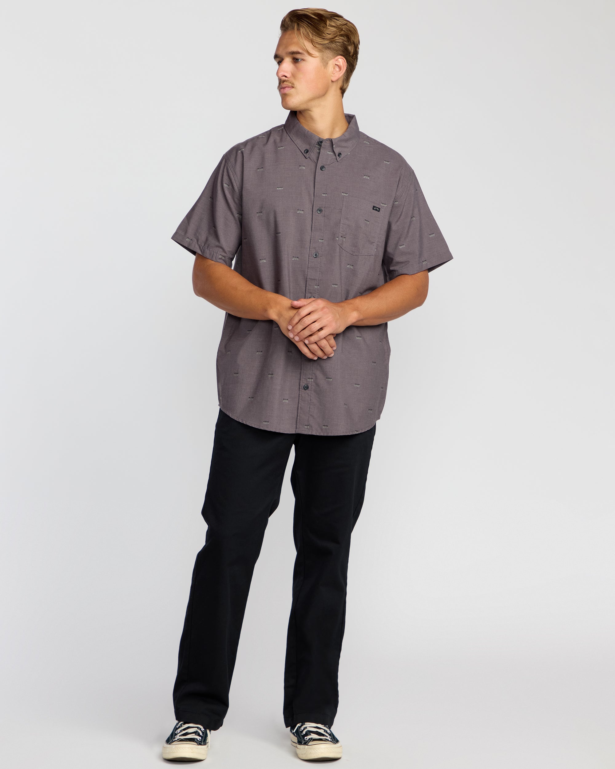 All Day Jacquard Short Sleeve Shirt - Gray Violet - Image 4
