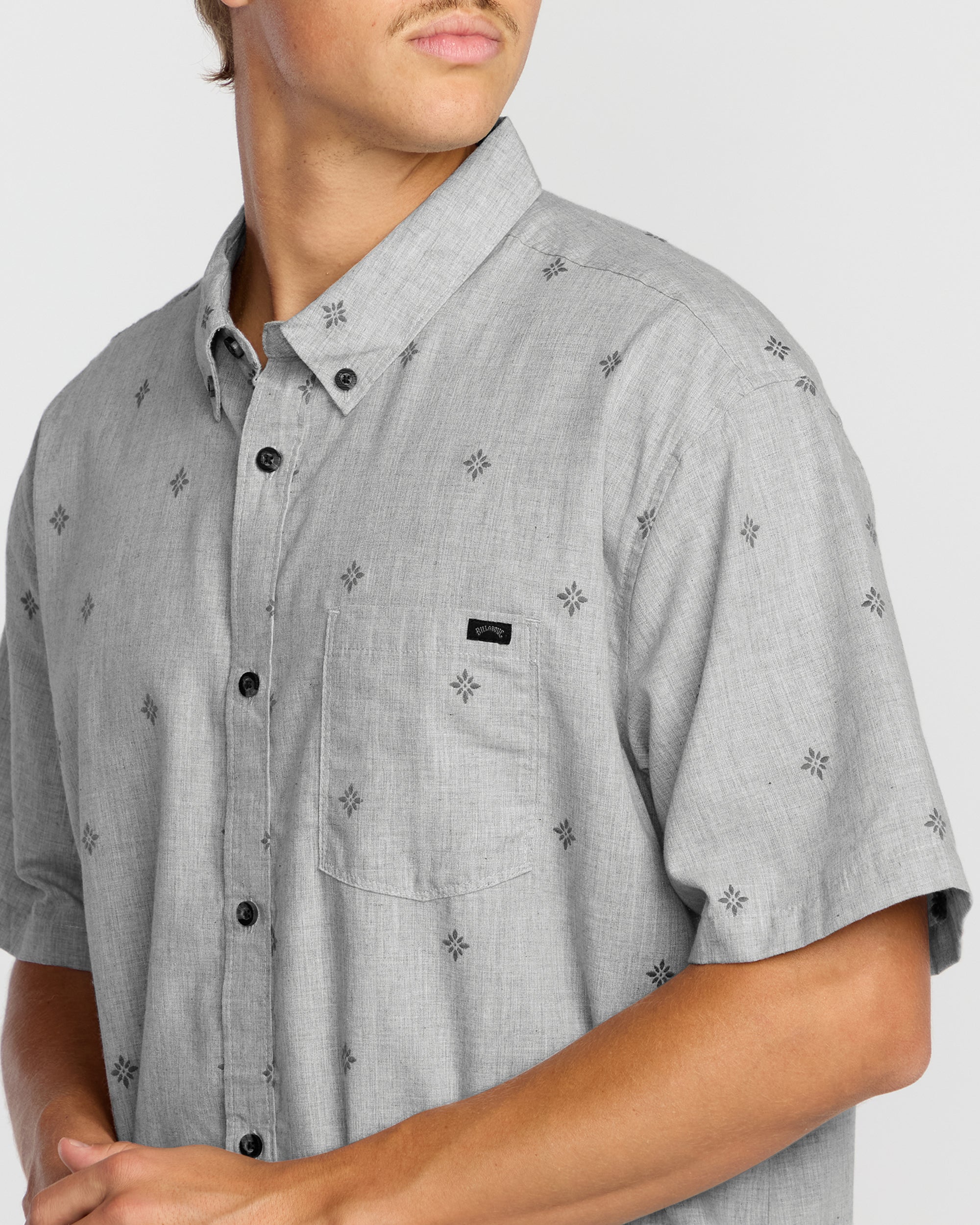 All Day Jacquard Short Sleeve Shirt - Silver - Image 5