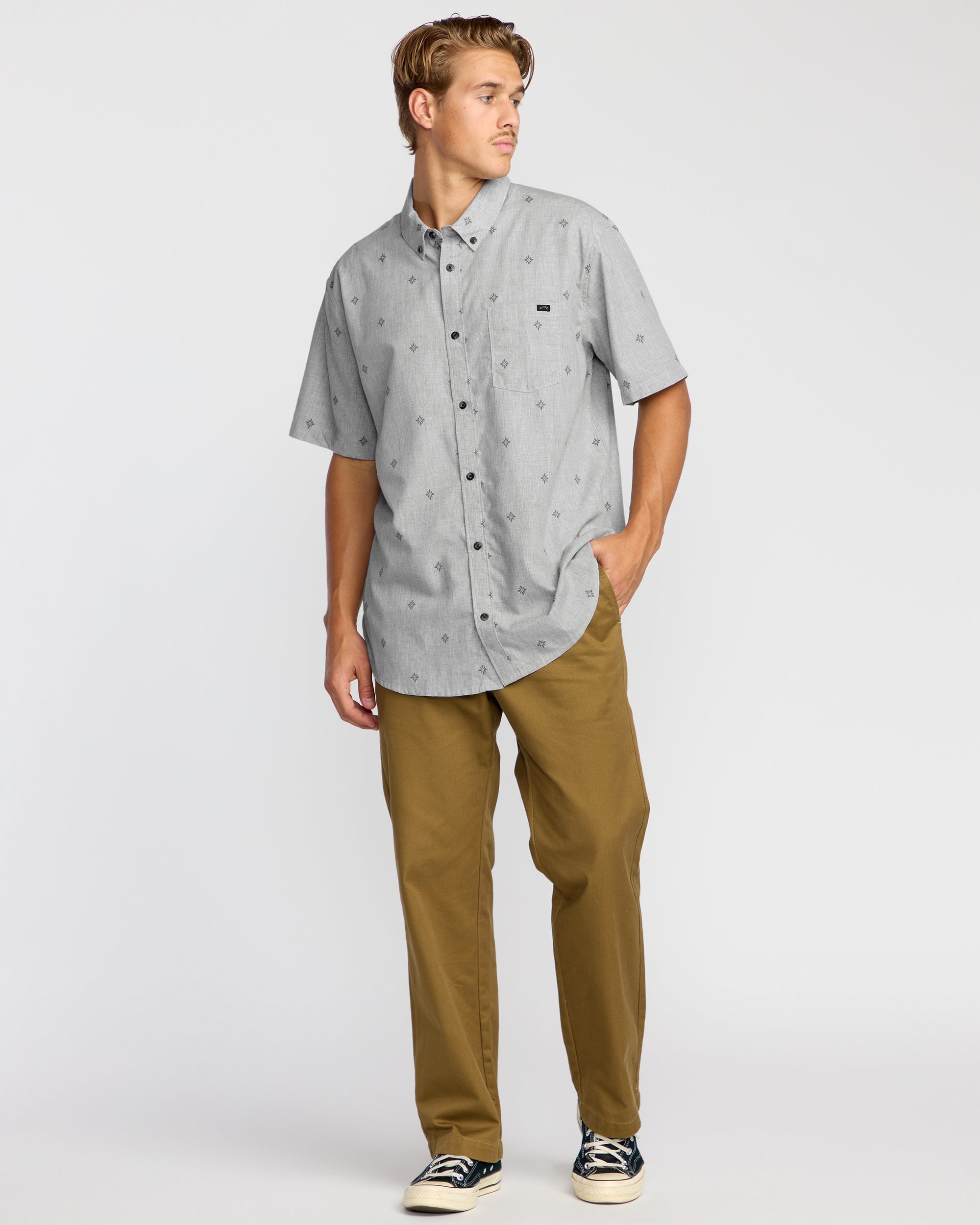 All Day Jacquard Short Sleeve Shirt - Silver - Image 4