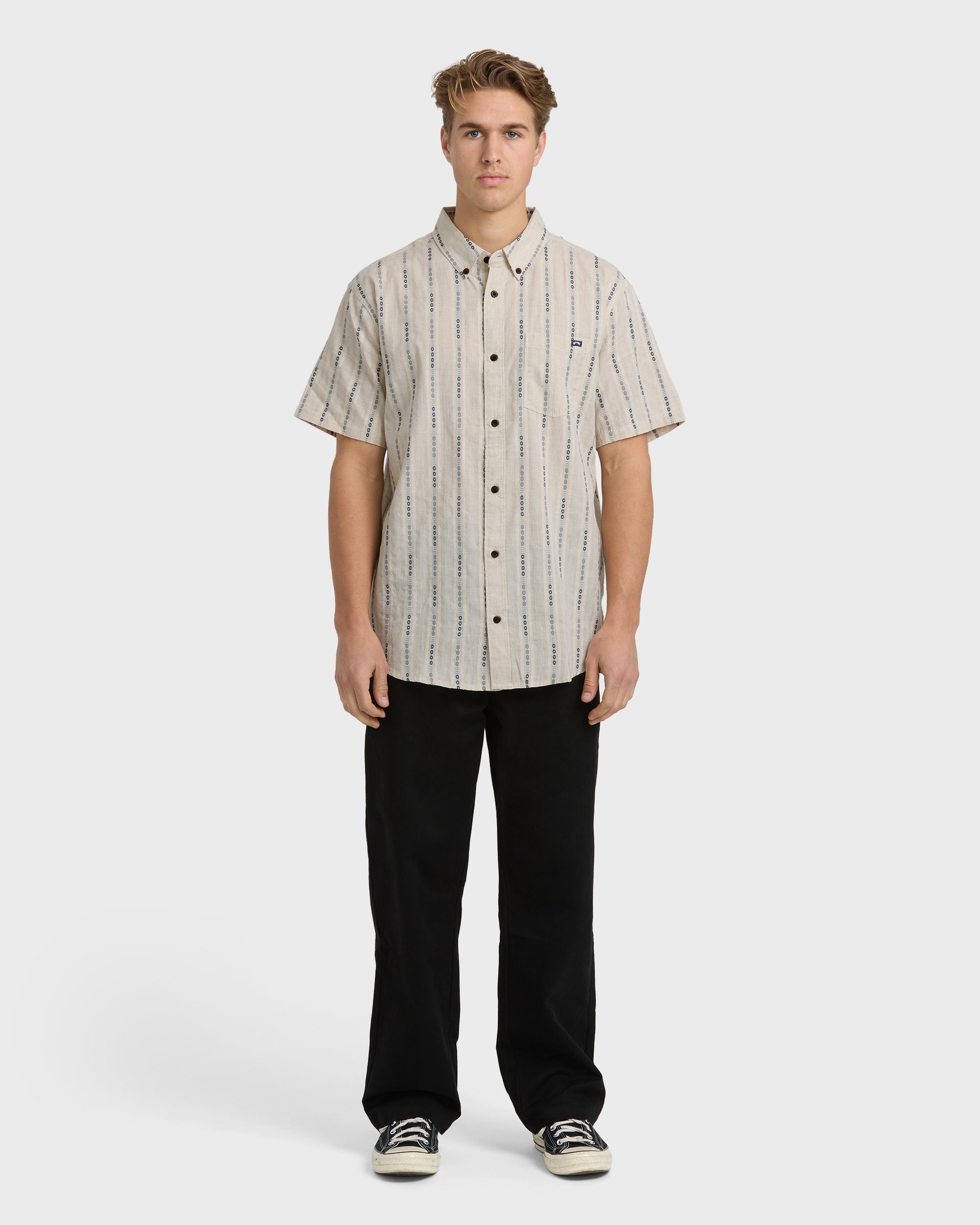 All Day Jacquard Short Sleeve Shirt - Stone - Image 3