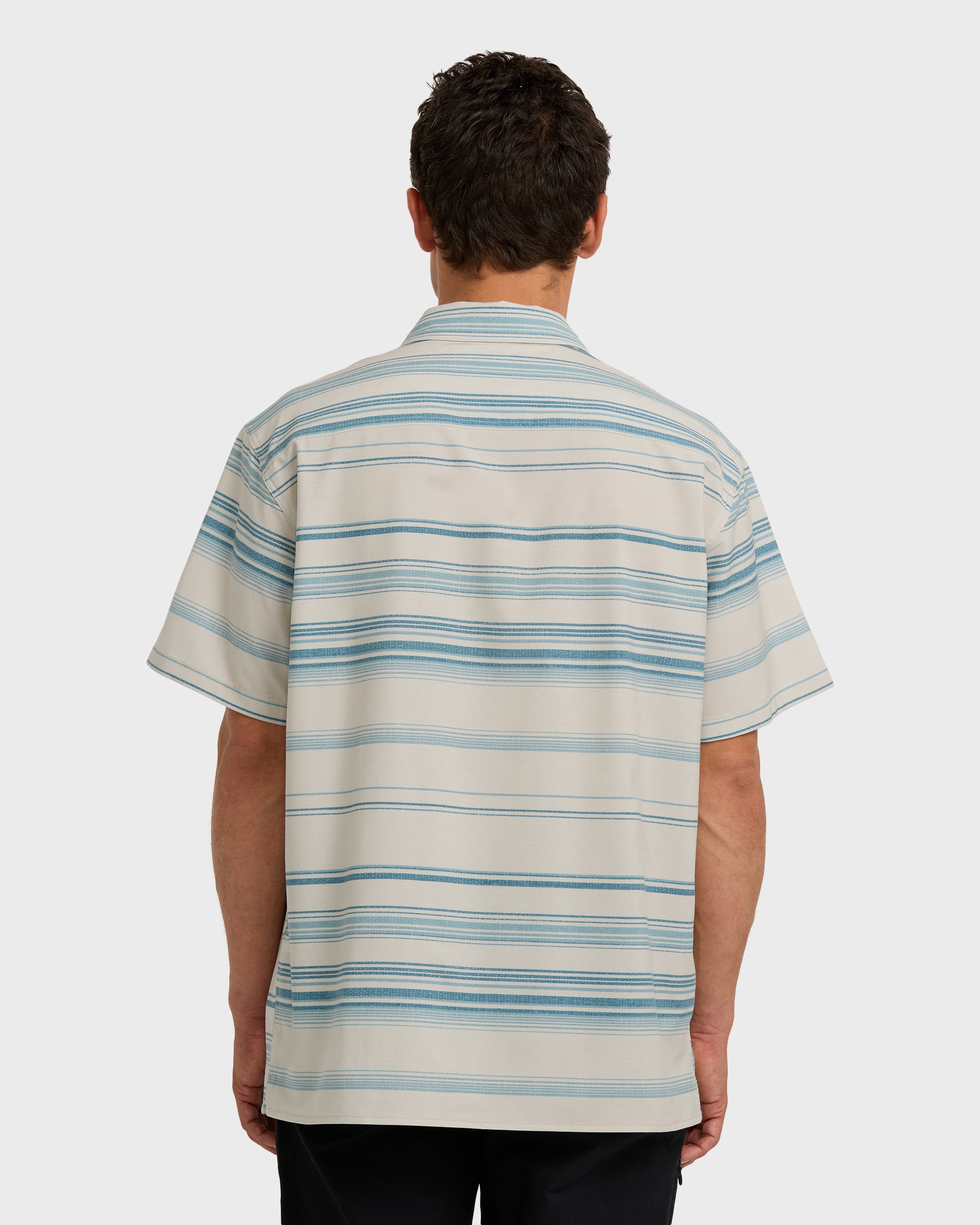 All Day Stripe Short Sleeve Shirt - Dusty Blue - Image 5