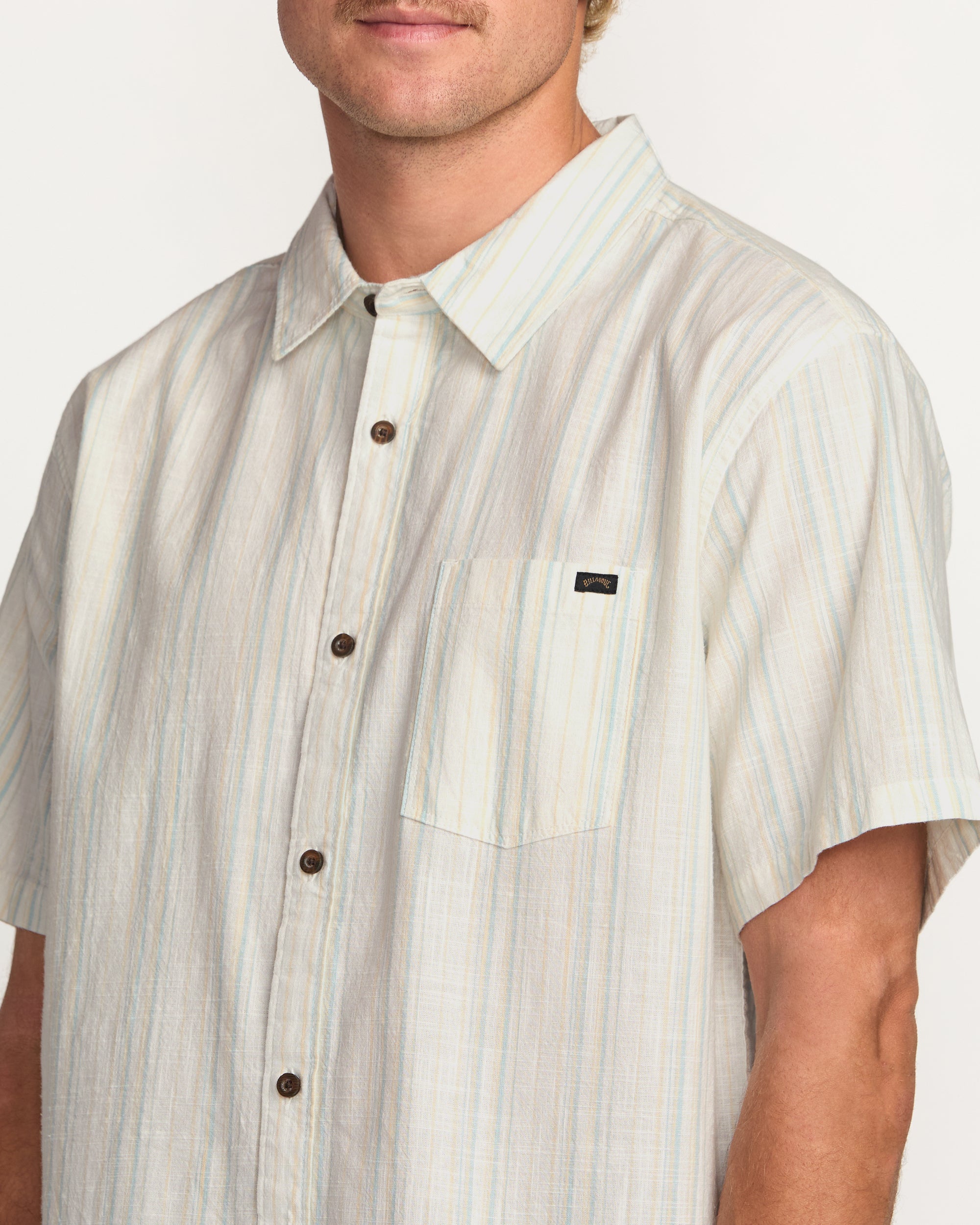 All Day Stripe Short Sleeve Shirt - Off White - Image 7