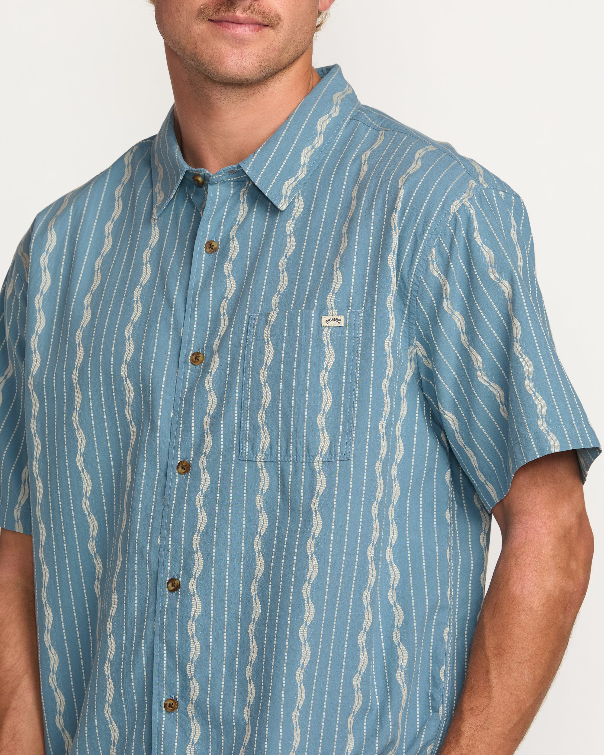 Sundays Jacquard Short Sleeve Shirt - Carolina Blue - Image 7