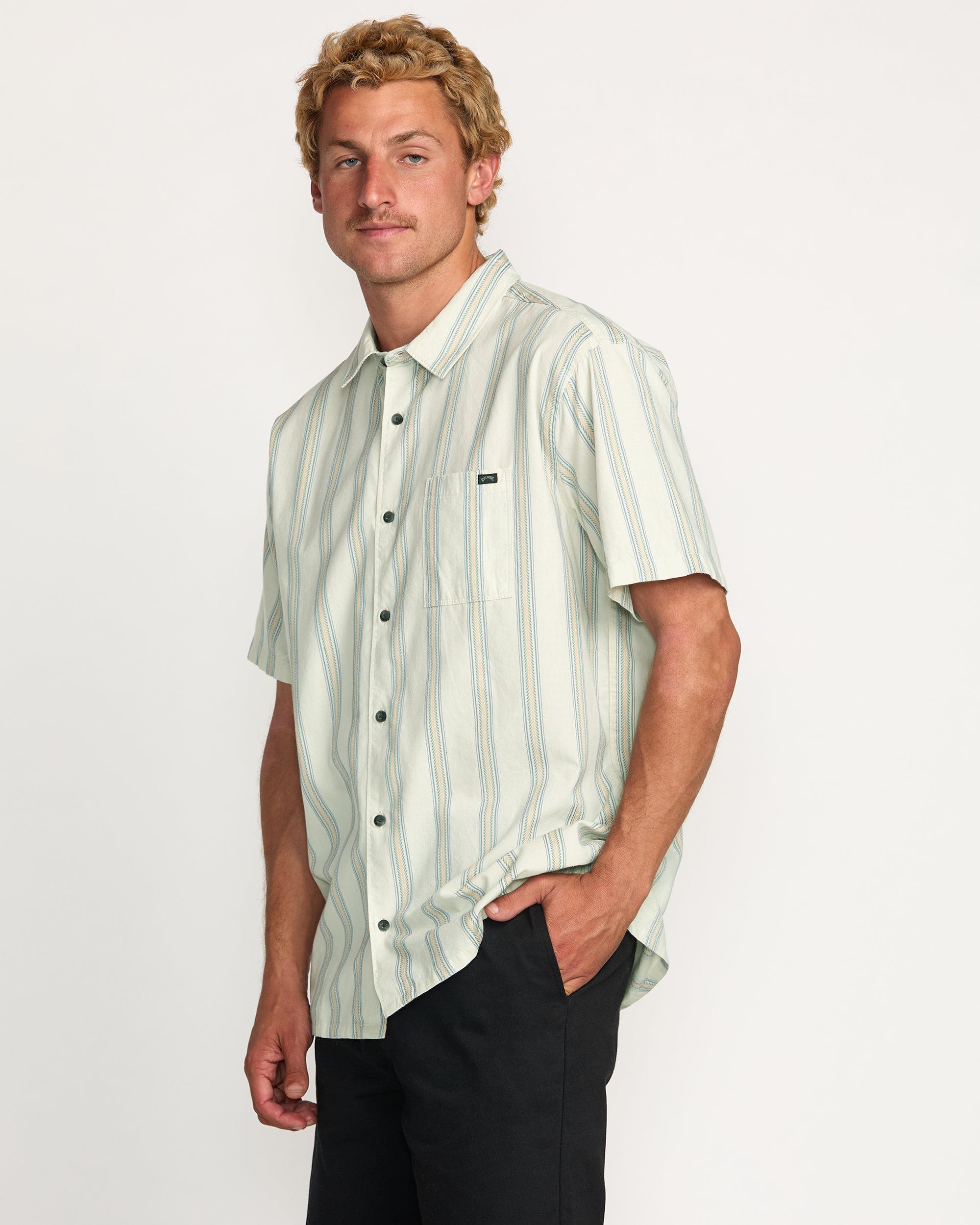 Sundays Jacquard Short Sleeve Shirt - Silver - Image 6