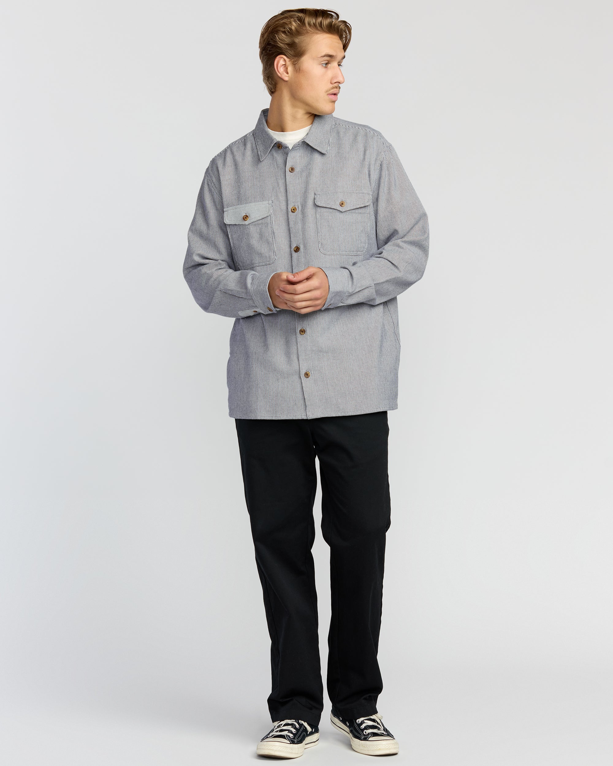 Austin Garage Long Sleeve Shirt - Stone Blue - Image 4