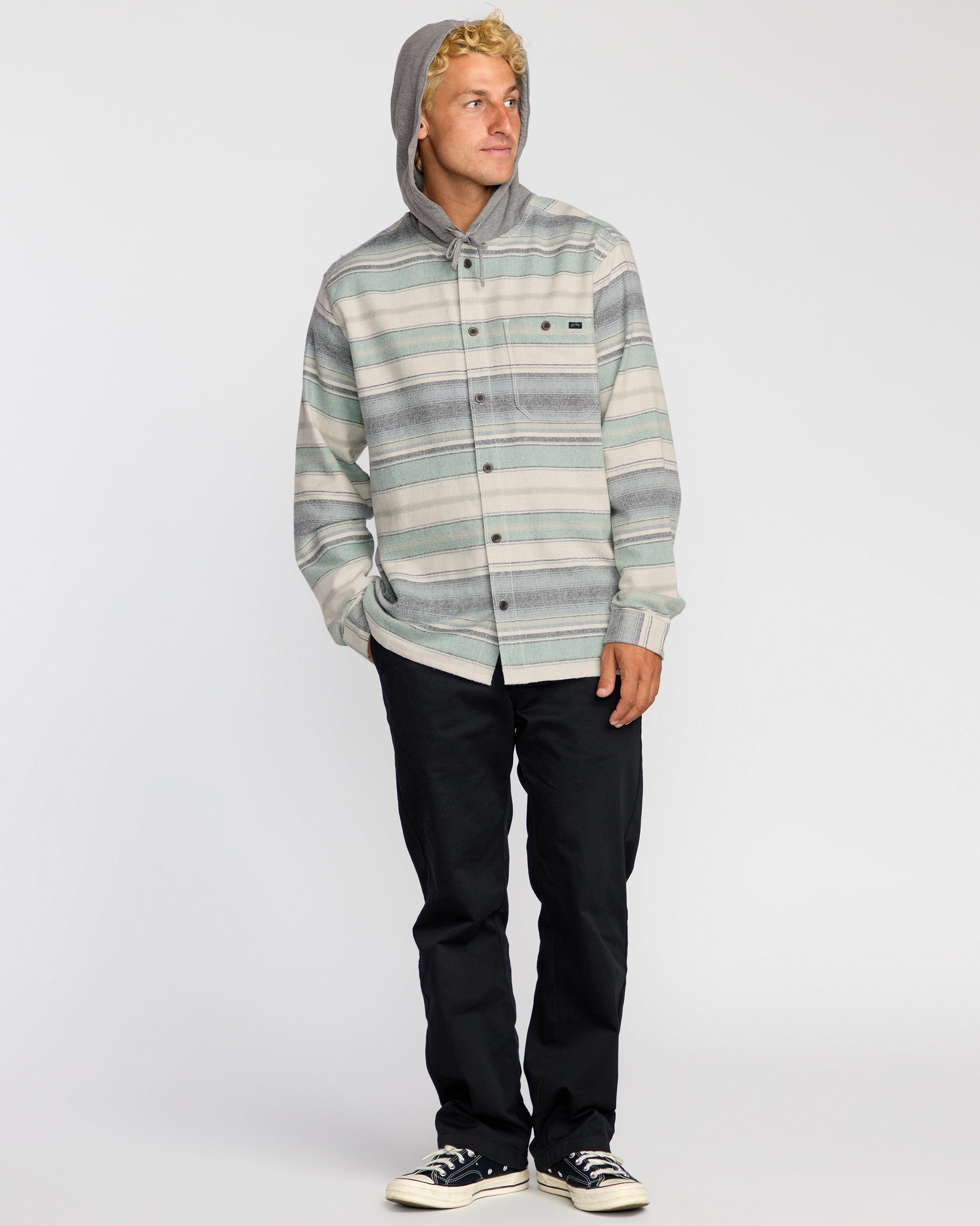 Baja Long Sleeve Flannel Shirt - Oatmeal - Image 5