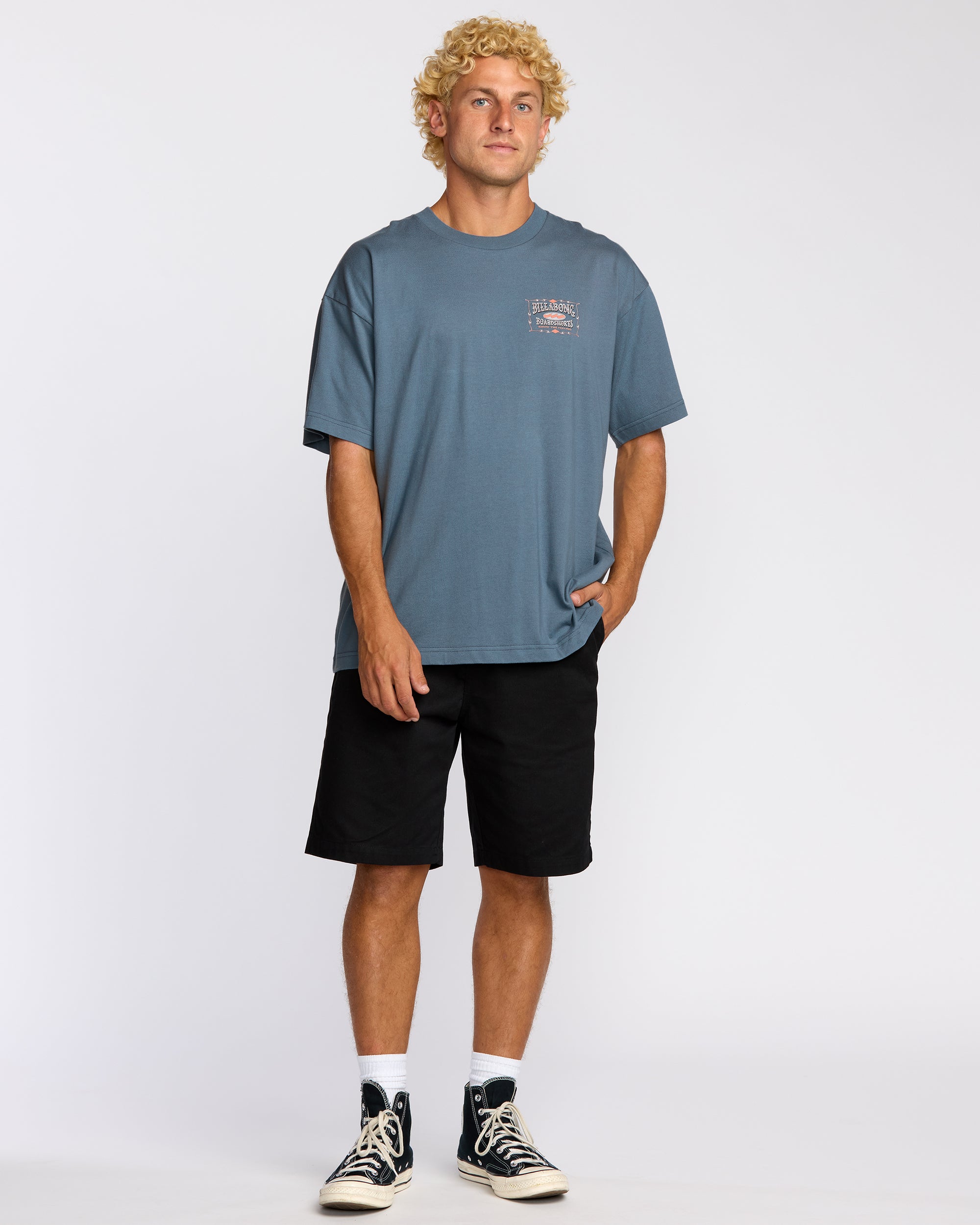 Double Spread OG Short Sleeve T-Shirt - Steel Blue - Image 5