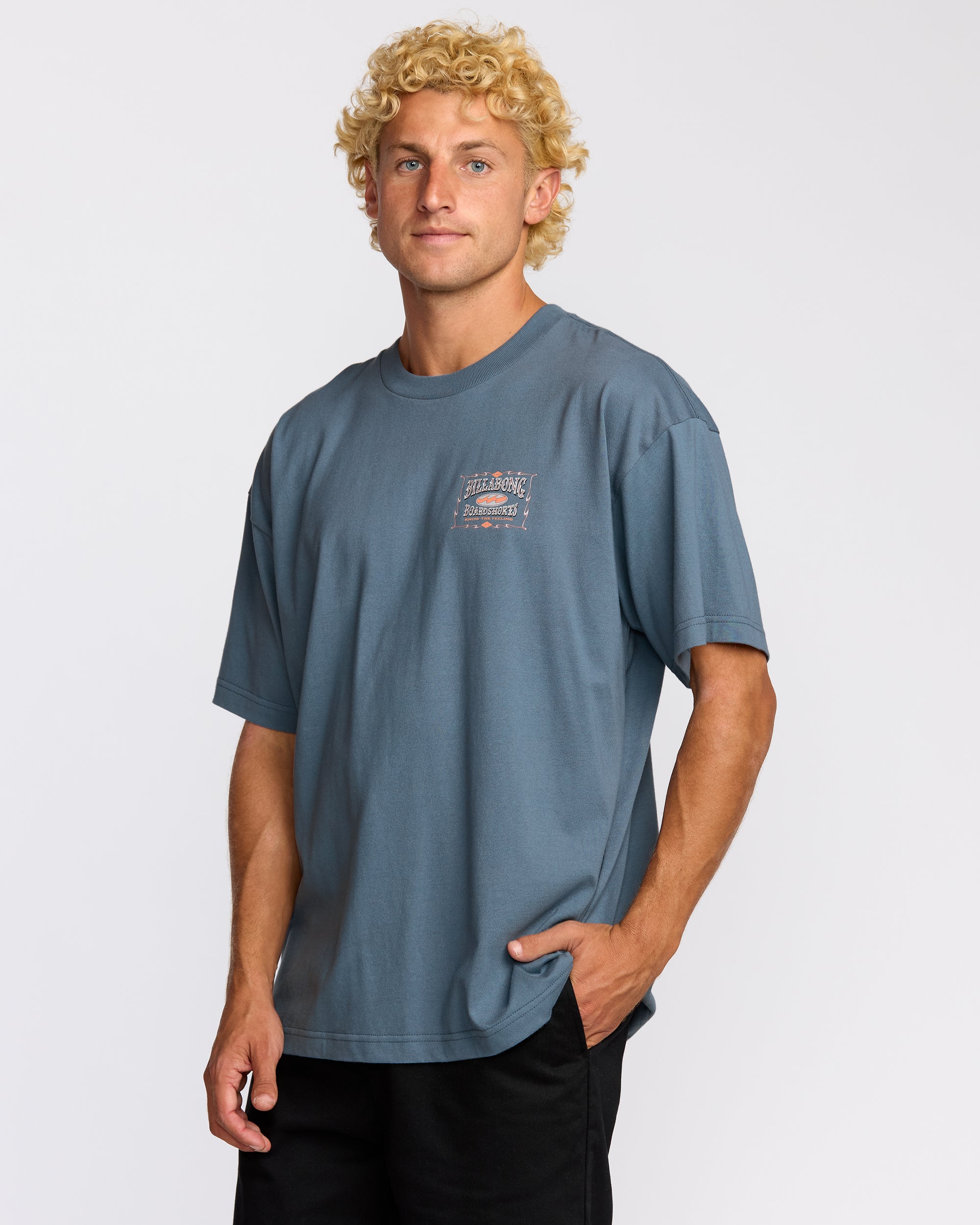 Double Spread OG Short Sleeve T-Shirt - Steel Blue - Image 4