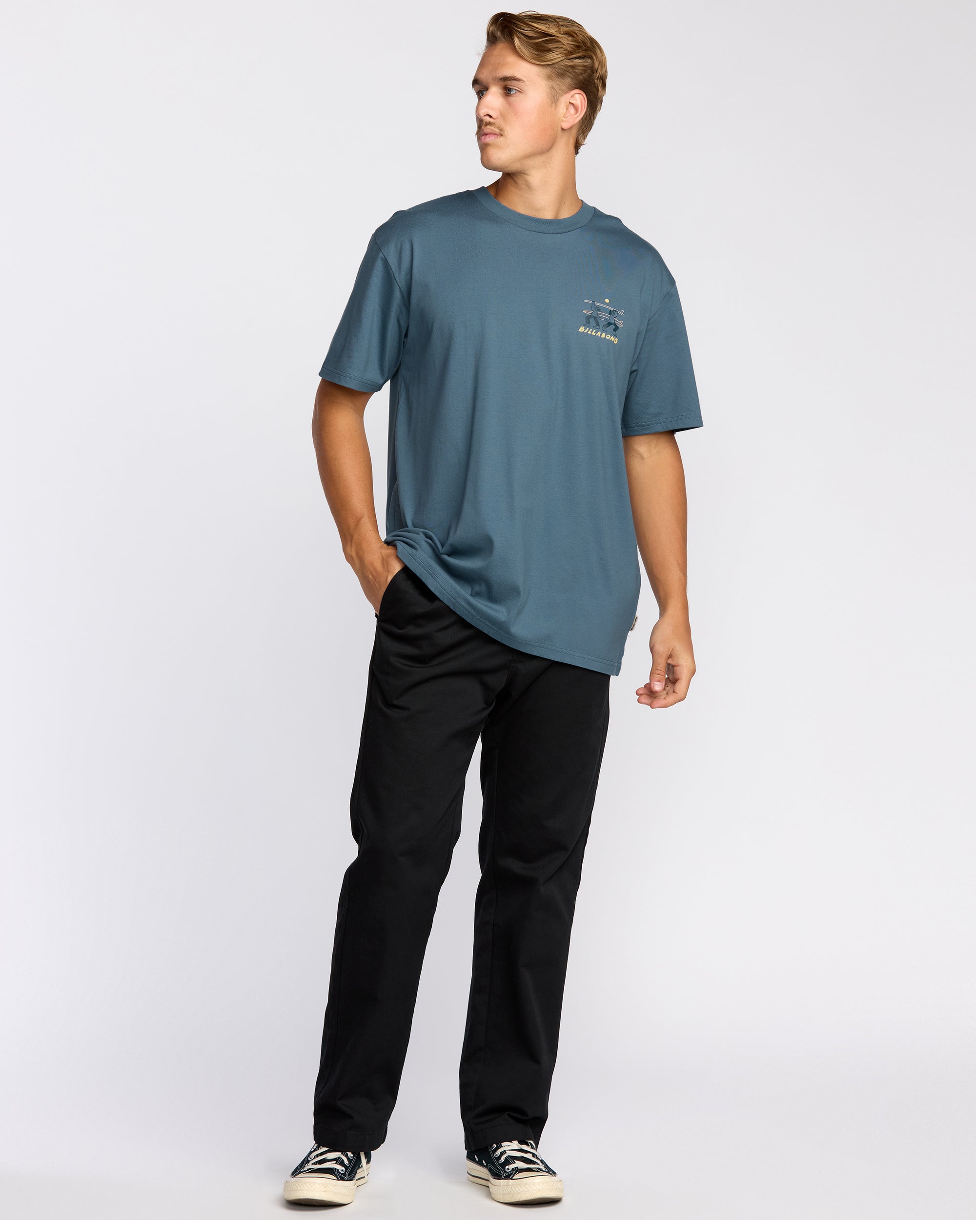Split The Peak Regular Short Sleeve T-Shirt - Steel Blue - Image 5