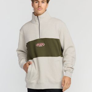 Bad Dog 3/4 Zip Mockneck Sweatshirt - Sand Htr