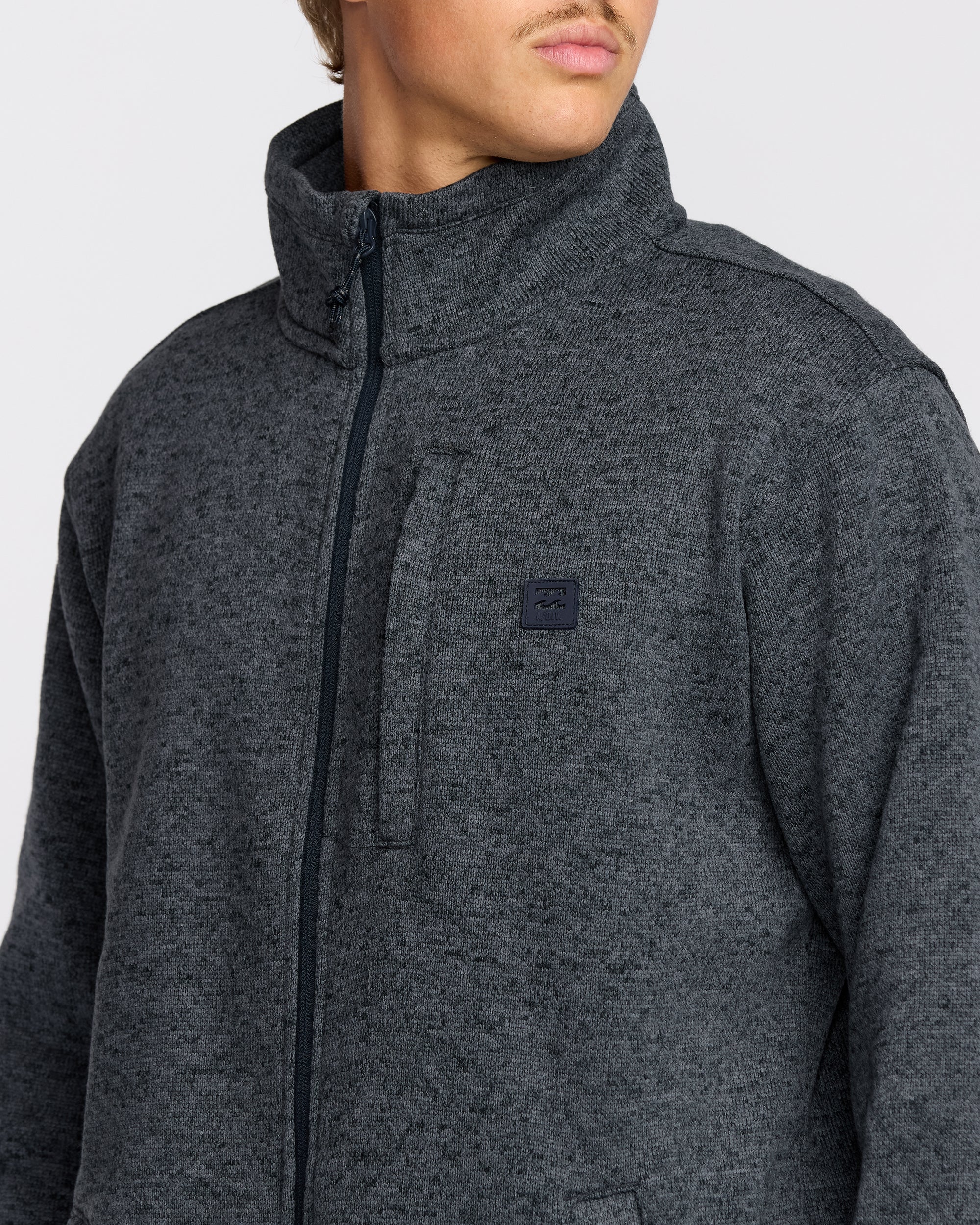 Boundary Mock Neck Zip Sweatshirt - Navy - Image 5