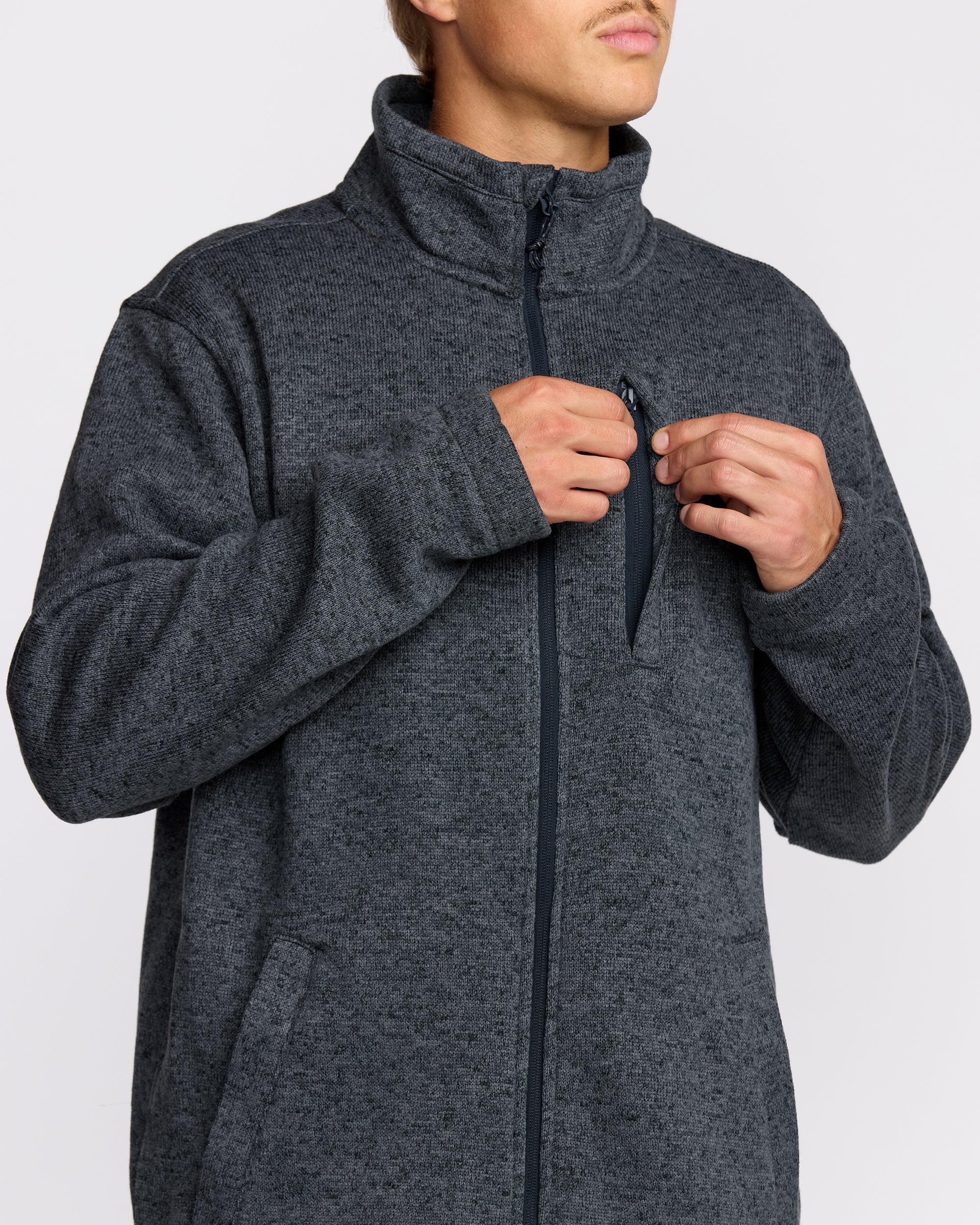 Boundary Mock Neck Zip Sweatshirt - Navy - Image 6