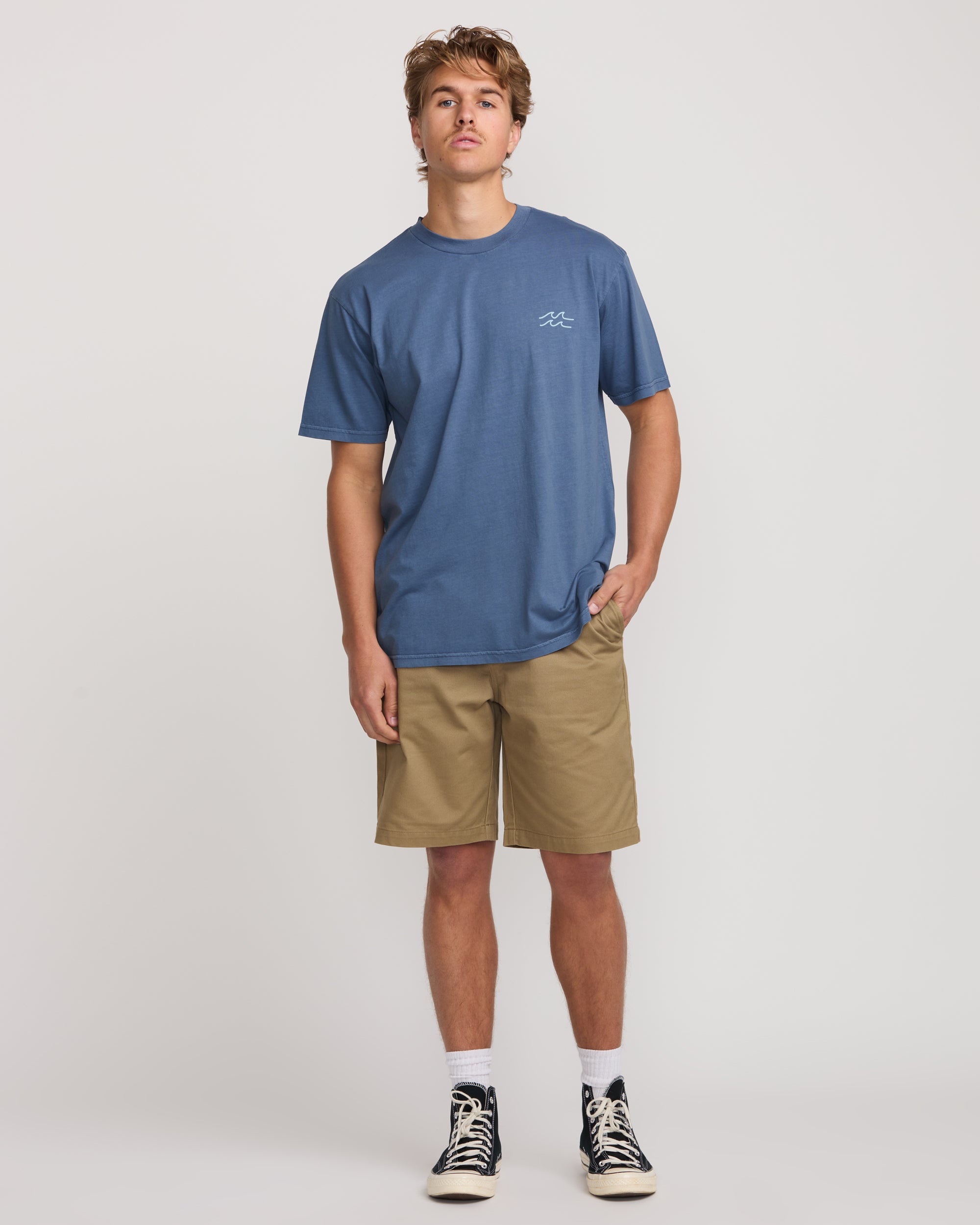 Palms In The Sun Premium Wave Wash Tee - Slate Blue - Image 6