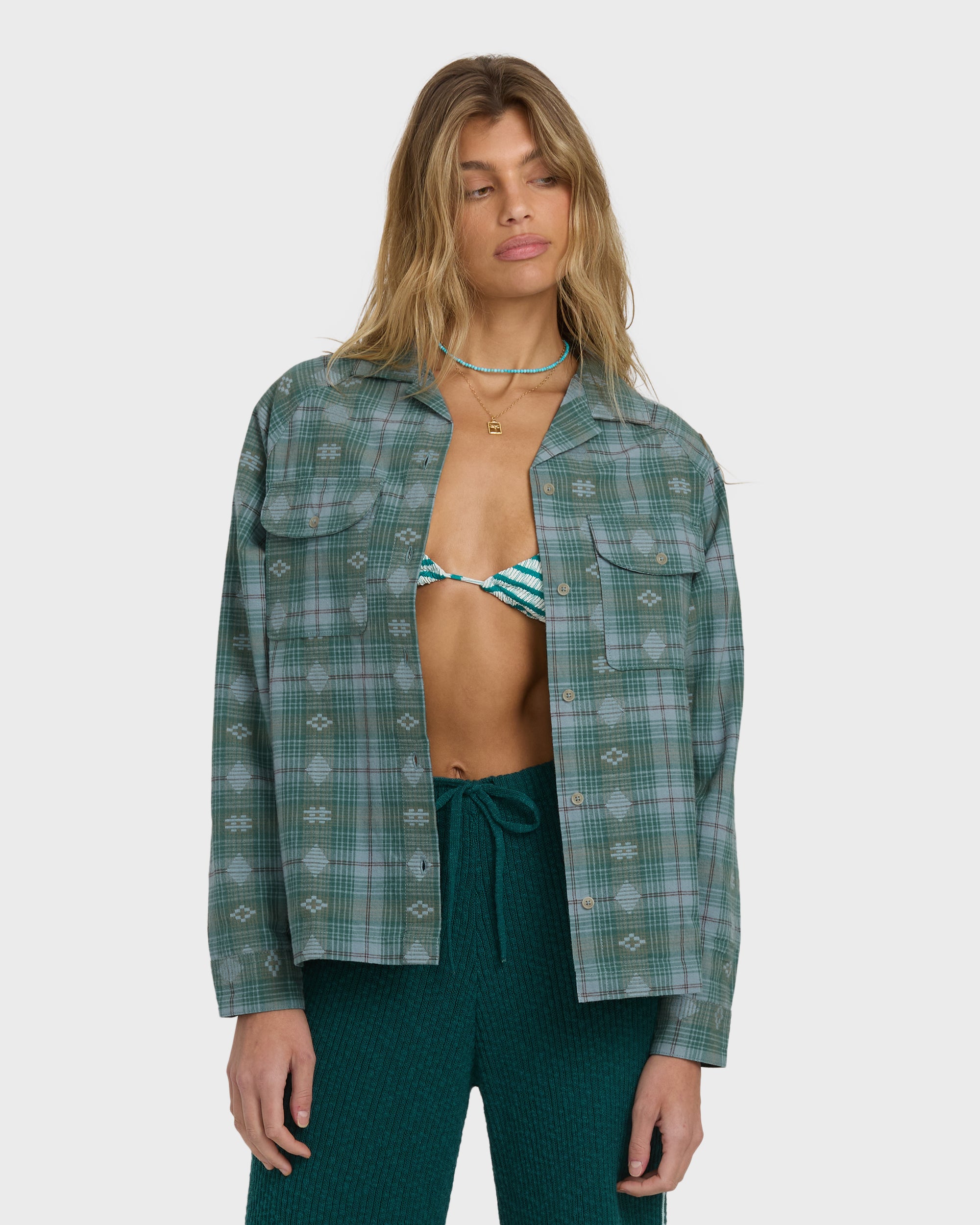 Coastal Breeze Long Sleeve Shirt - Mineral Blue - Image 3