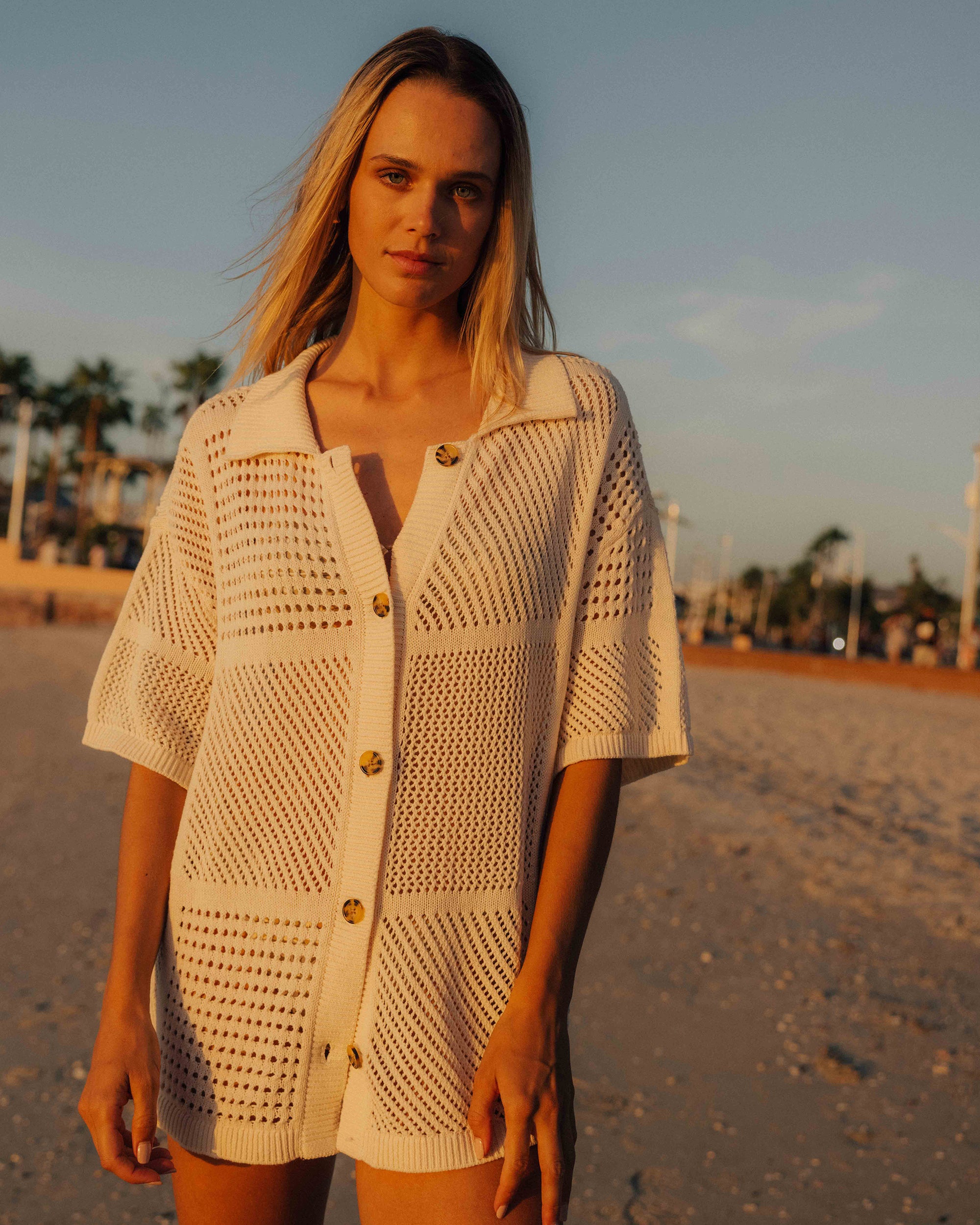 Cool Down Short Sleeve Sweater - Whitecap - Image 2