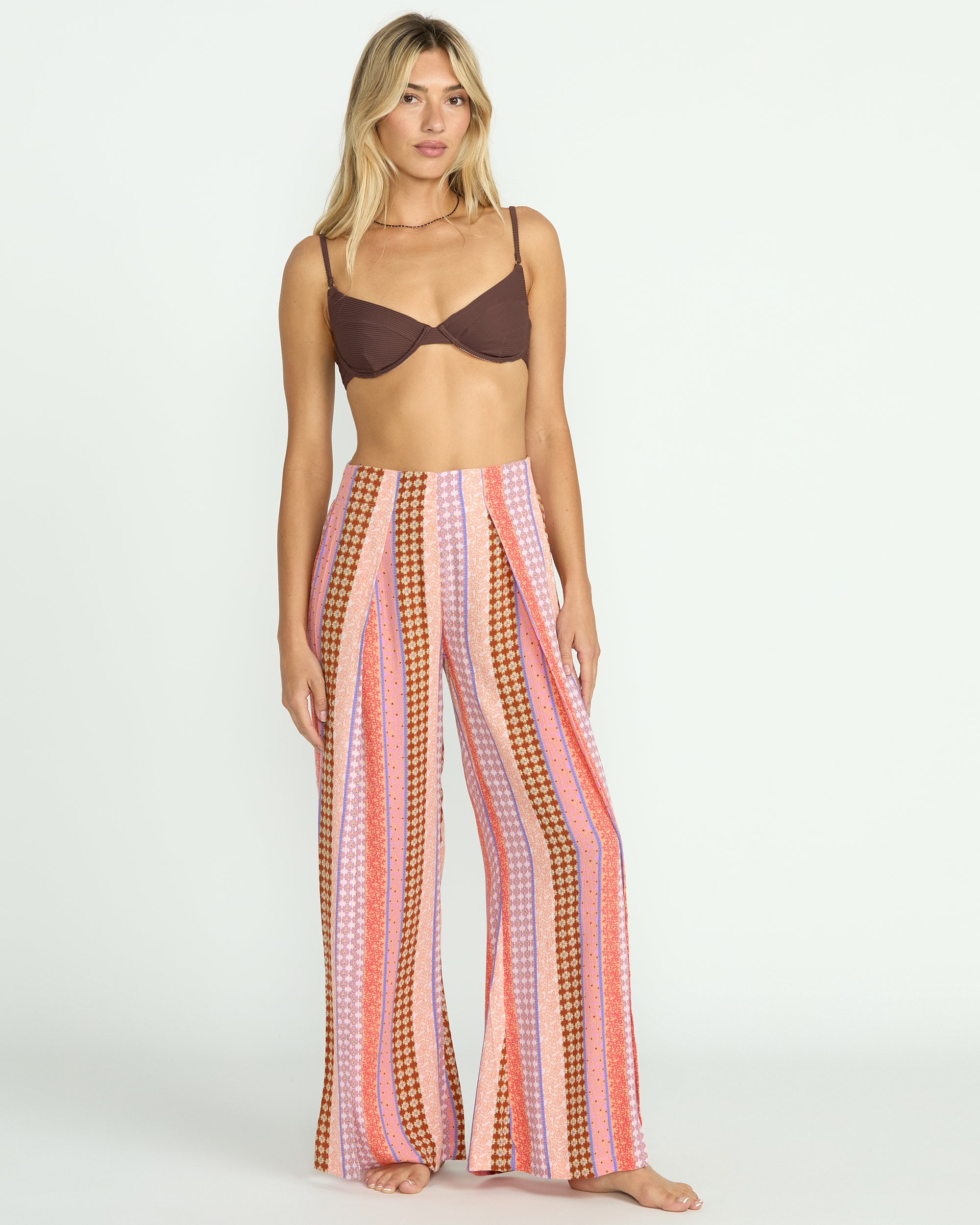 Split Spirit Elastic Waist Pants - Multi