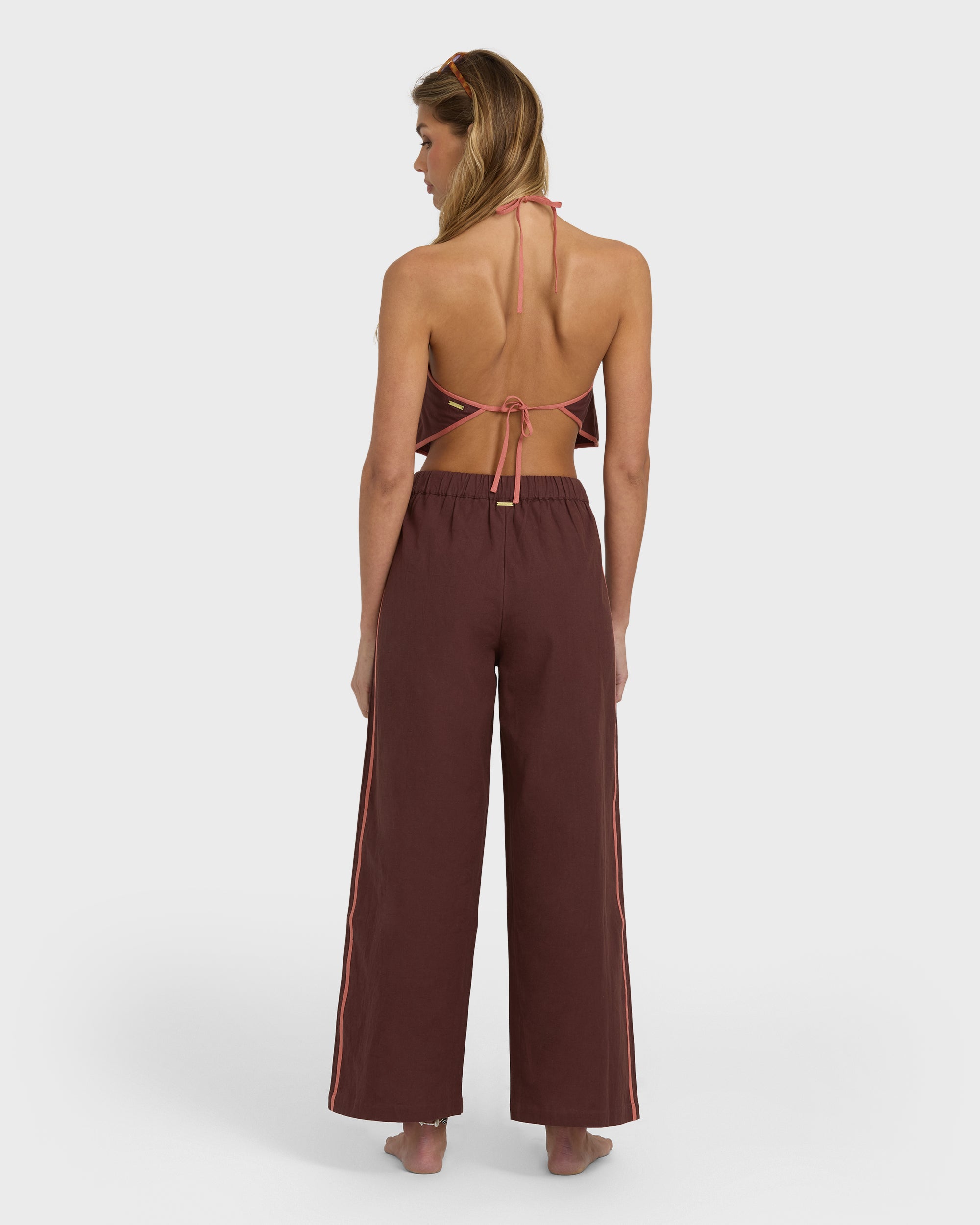 Double Take Elastic Waist Pants - Teak - Image 3