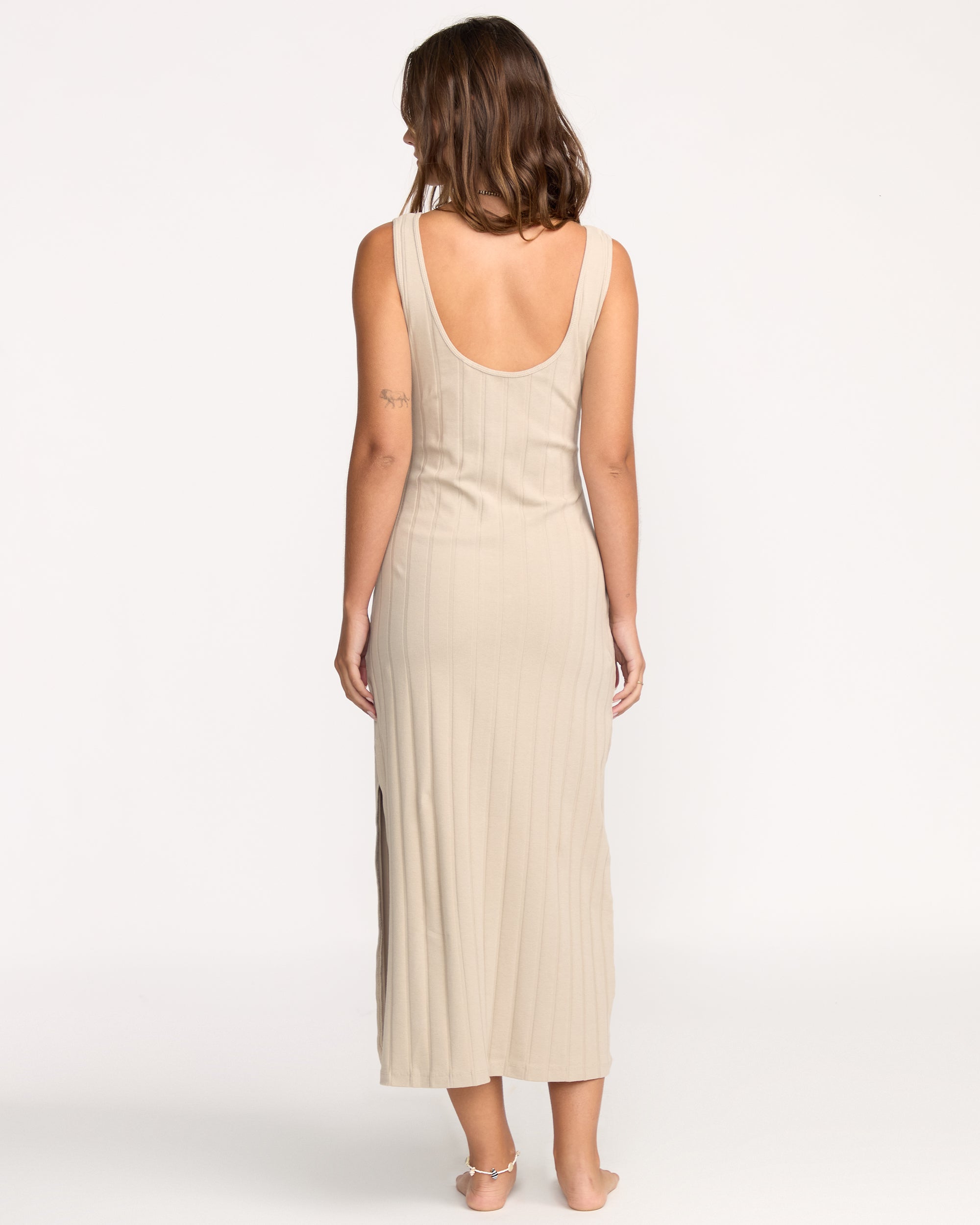 Slides Midi Knit Dress - Cobblestone - Image 3