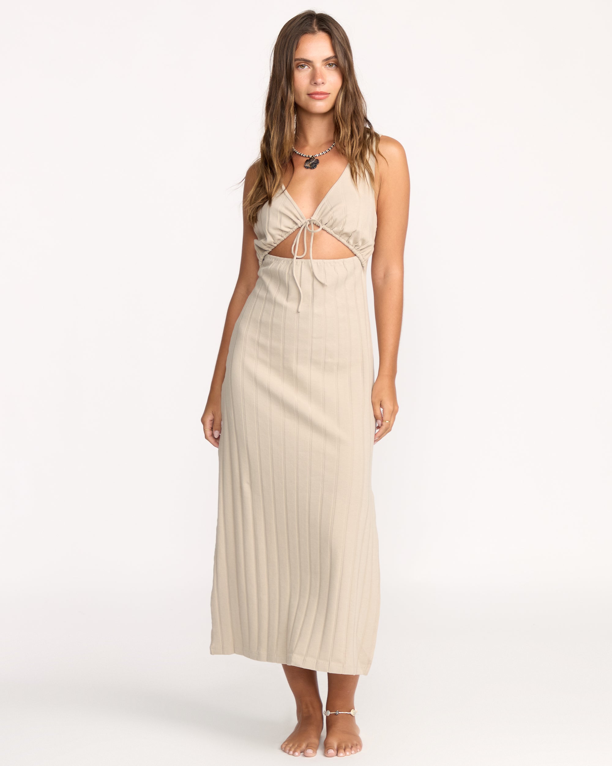 Slides Midi Knit Dress - Cobblestone - Image 5