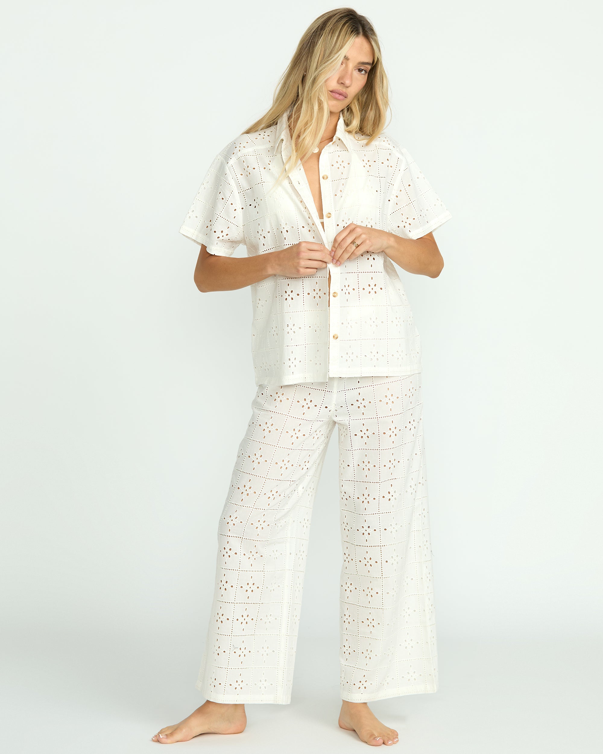 Eyelet Crush Beach Coverup Top - Salt Crystal - Image 5