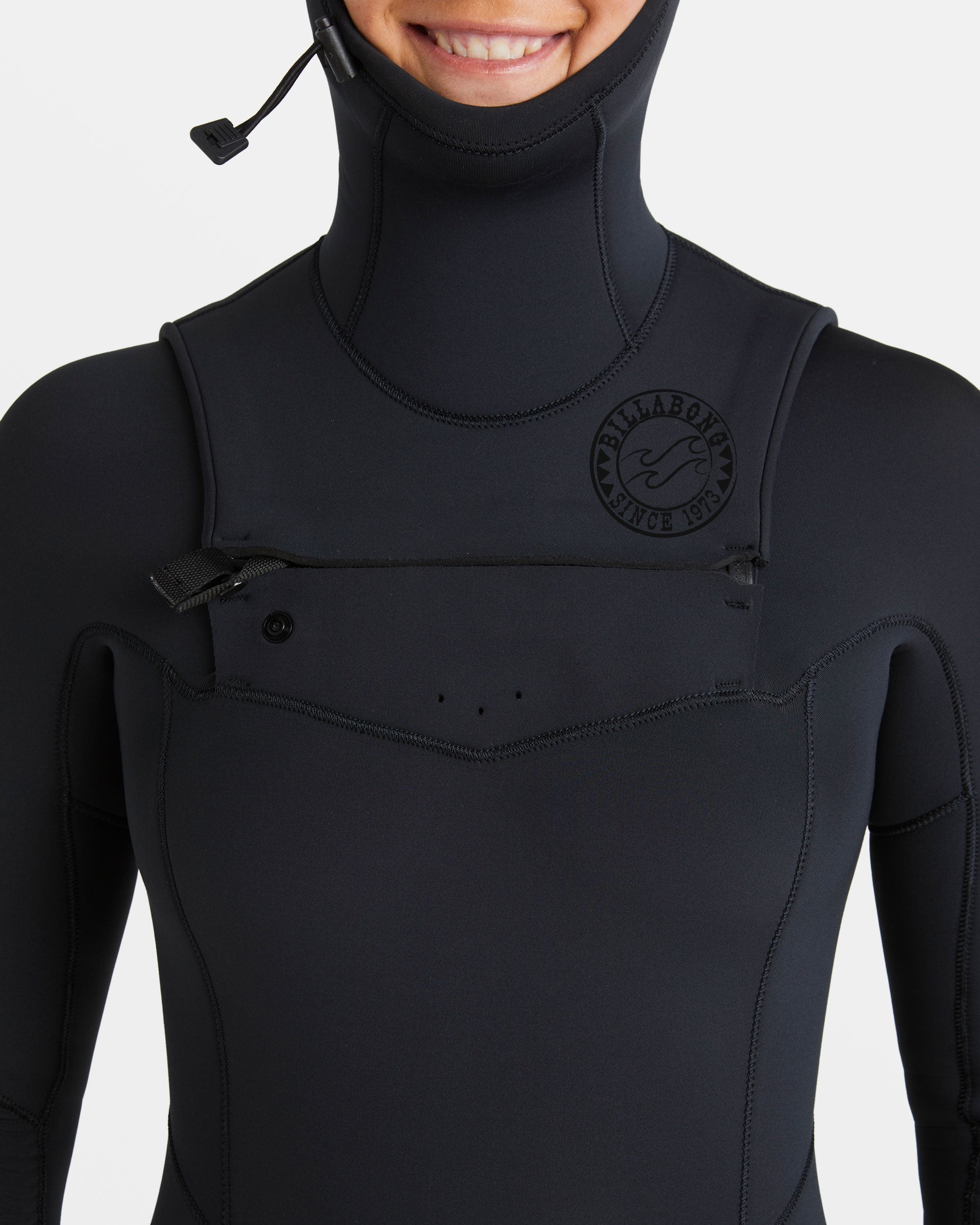 4/3mm Salty Dayz Natural Upcycler GBS Chest Zip Hooded Wetsuit - Black - Image 4