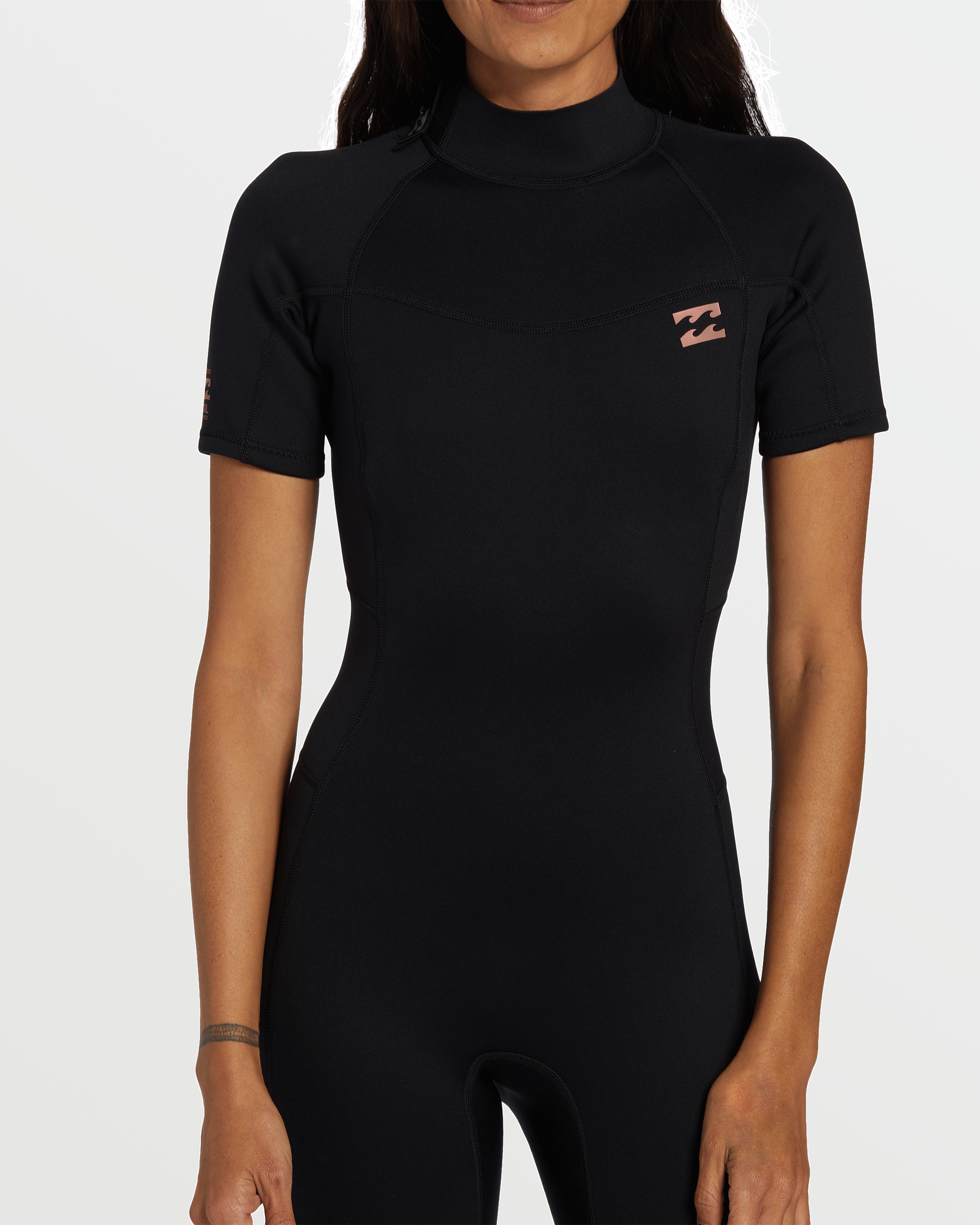 Foil Flatlock Short Sleeve Springsuit - Black - Image 5