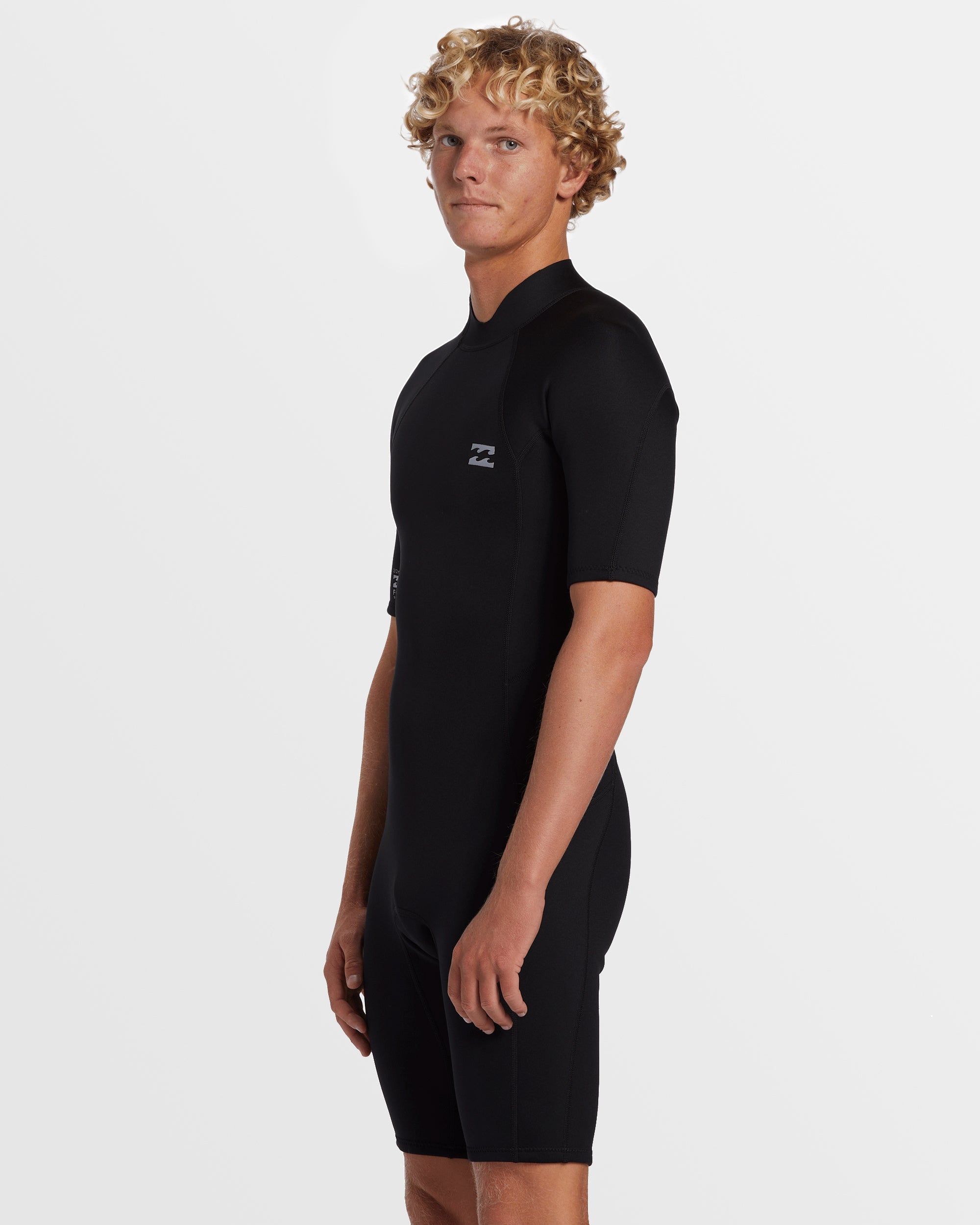2mm Foil Flatlock Back Zip Short Sleeve Springsuit - Black - Image 4
