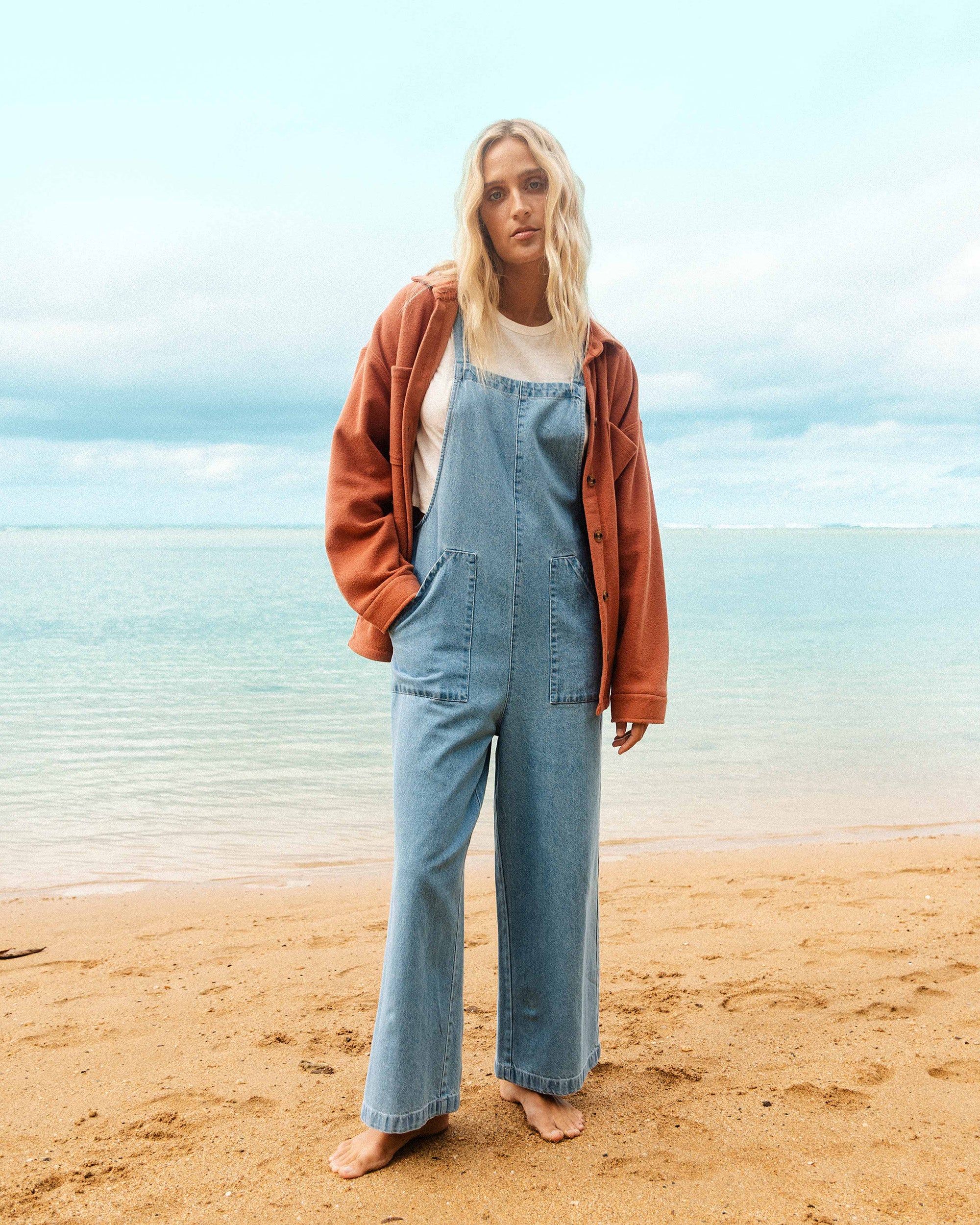 Pacific Time Denim Overall - Sea Blue