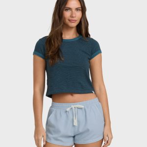 Road Trippin Elastic Waist Shorts - Washed Chambray
