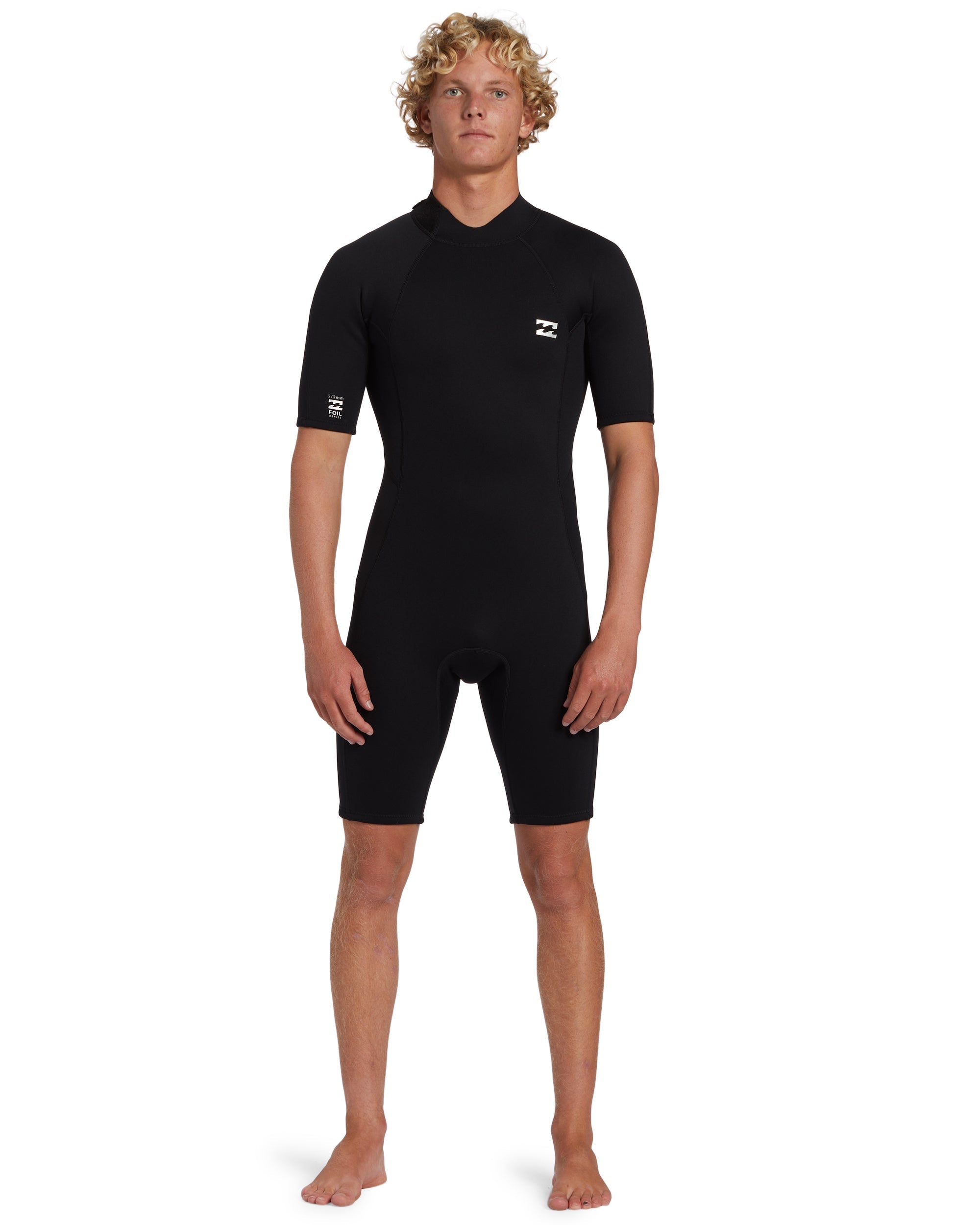 2mm Foil Flatlock Back Zip Short Sleeve Springsuit - Black - Image 3