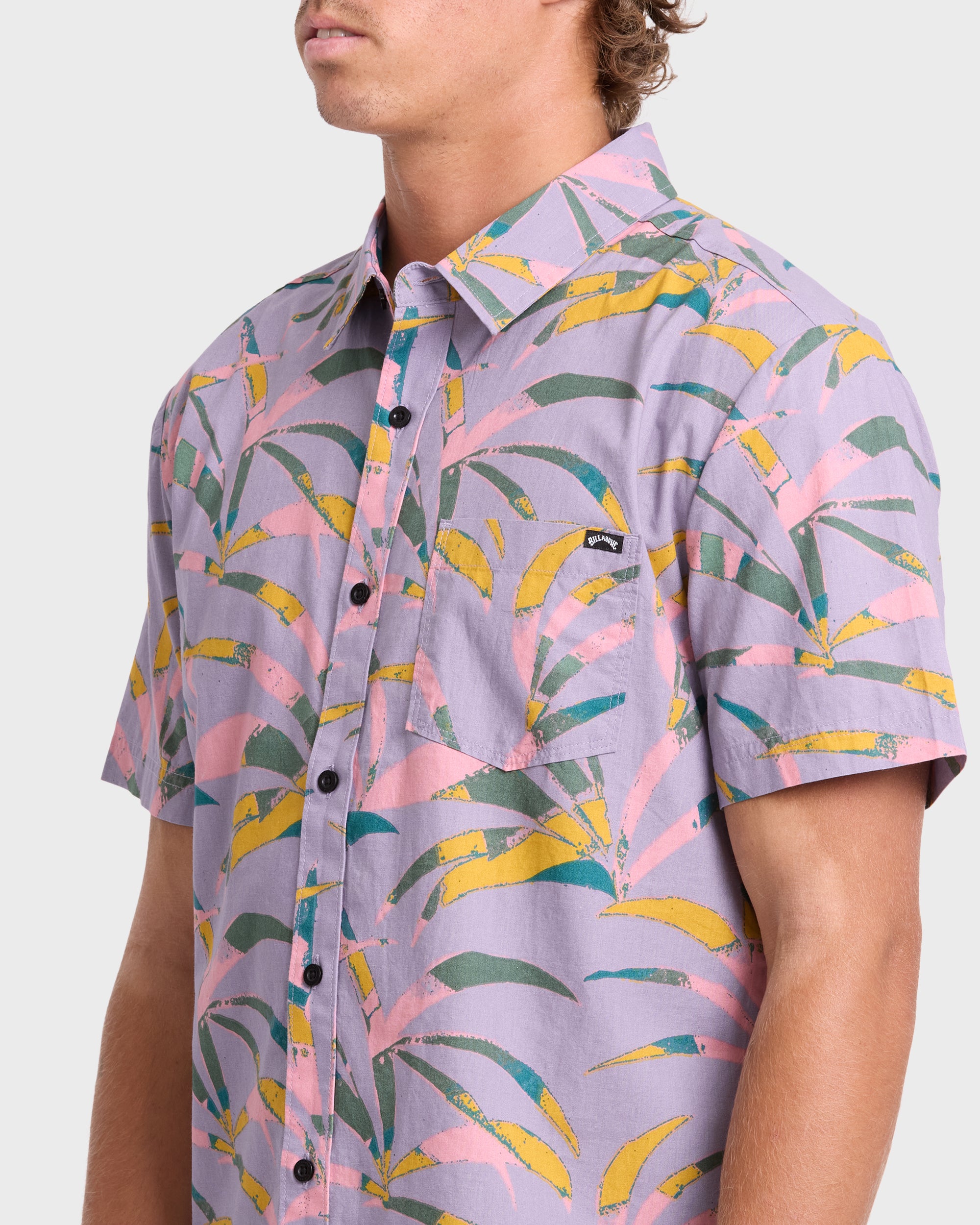 Multi Frond Short Sleeve Shirt - Grey Violet - Image 5