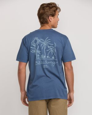 Palms In The Sun Premium Wave Wash Tee - Slate Blue