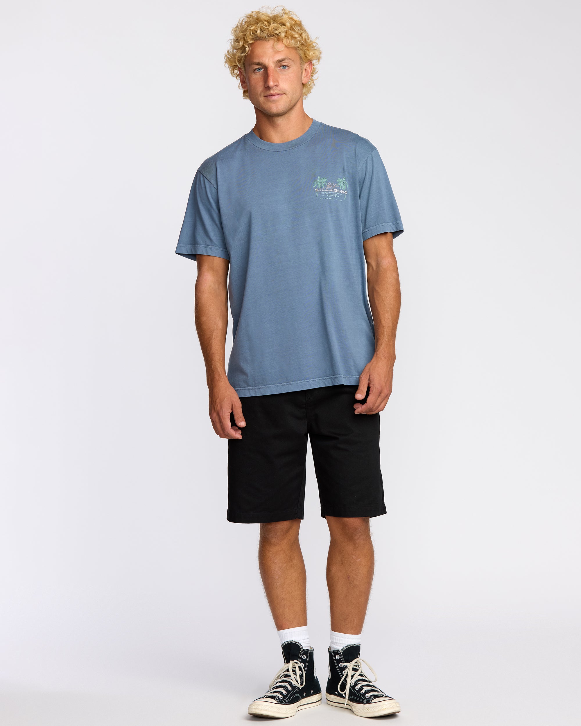 Social Lounge Premium Wave Wash Short Sleeve T-Shirt - Steel Blue - Image 4