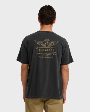 Wingspan Garage Regular Short Sleeve T-Shirt - Washed Black