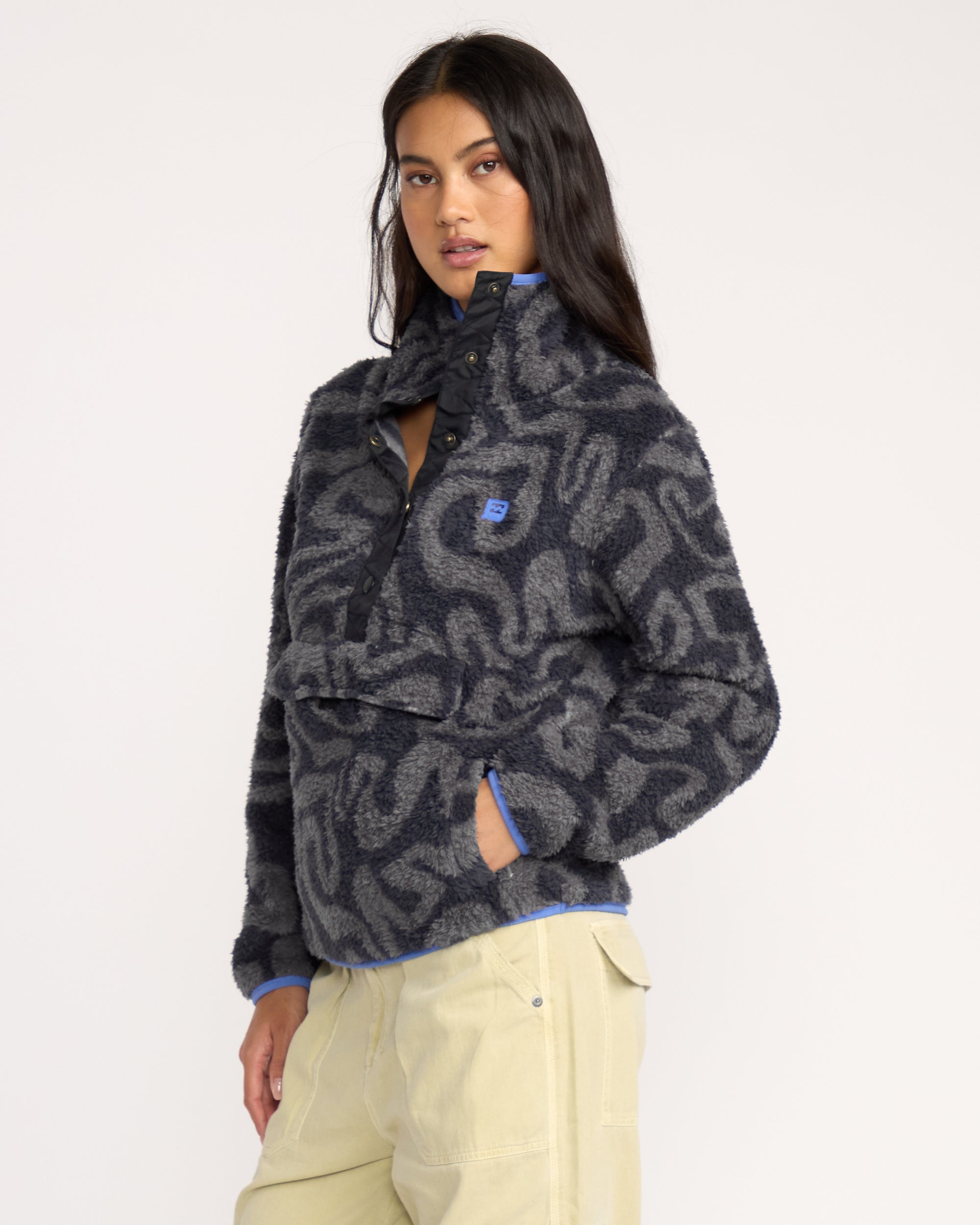 A/Div Switchback Pullover Half Snap Sherpa Fleece - Black Sands - Image 4