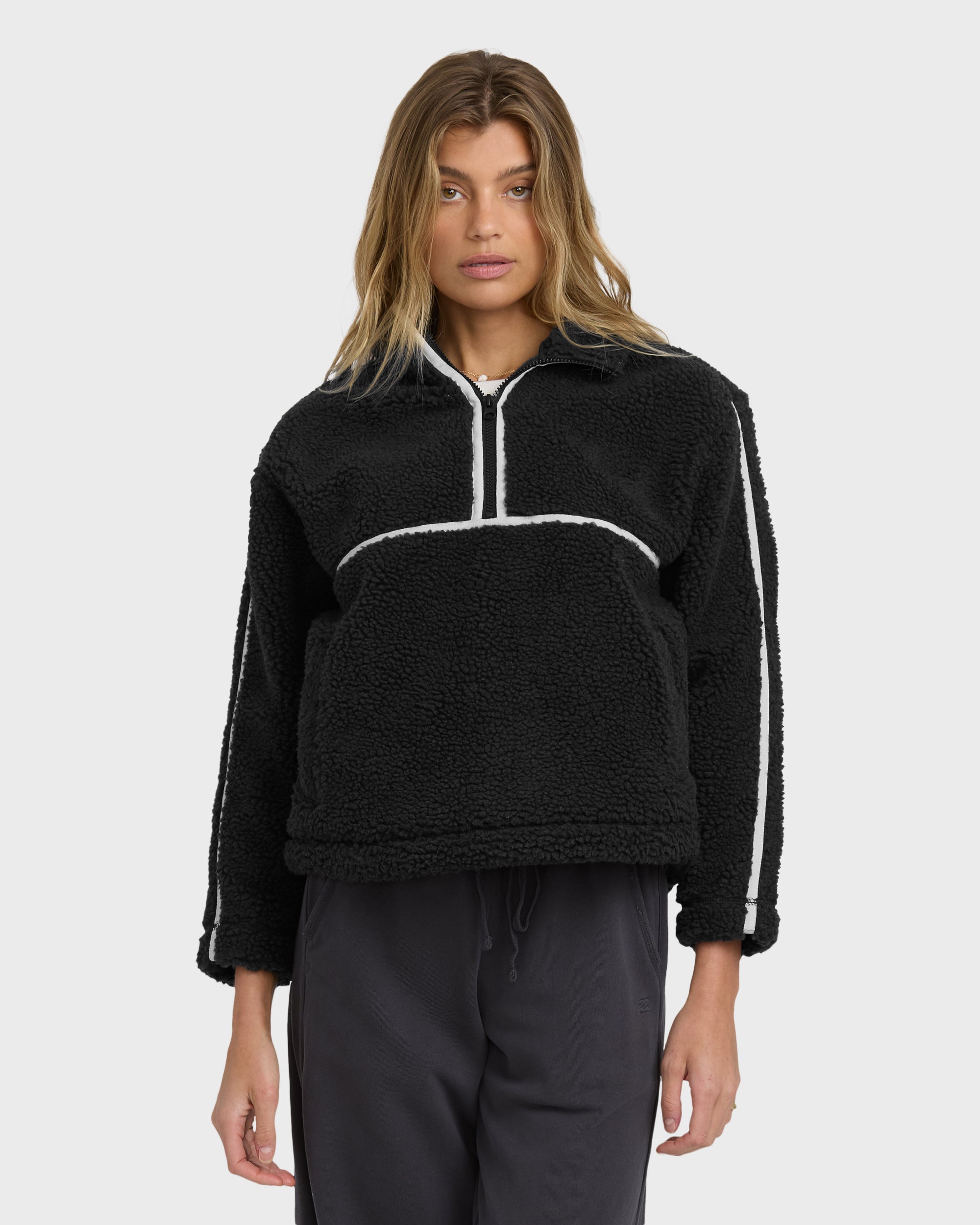 Getting Warm Sherpa Half Zip - Black Sands