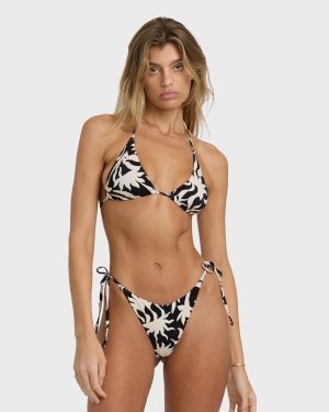 By My Side Tie-side Tanga Bikini Bottom - Black White
