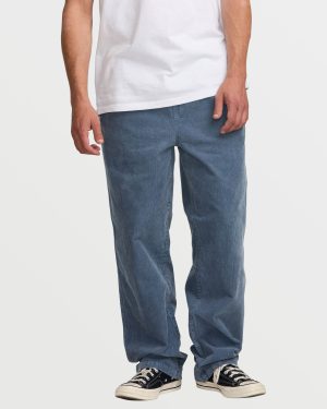 Larry Elastic Waist Corduroy Pants - Slate Blue